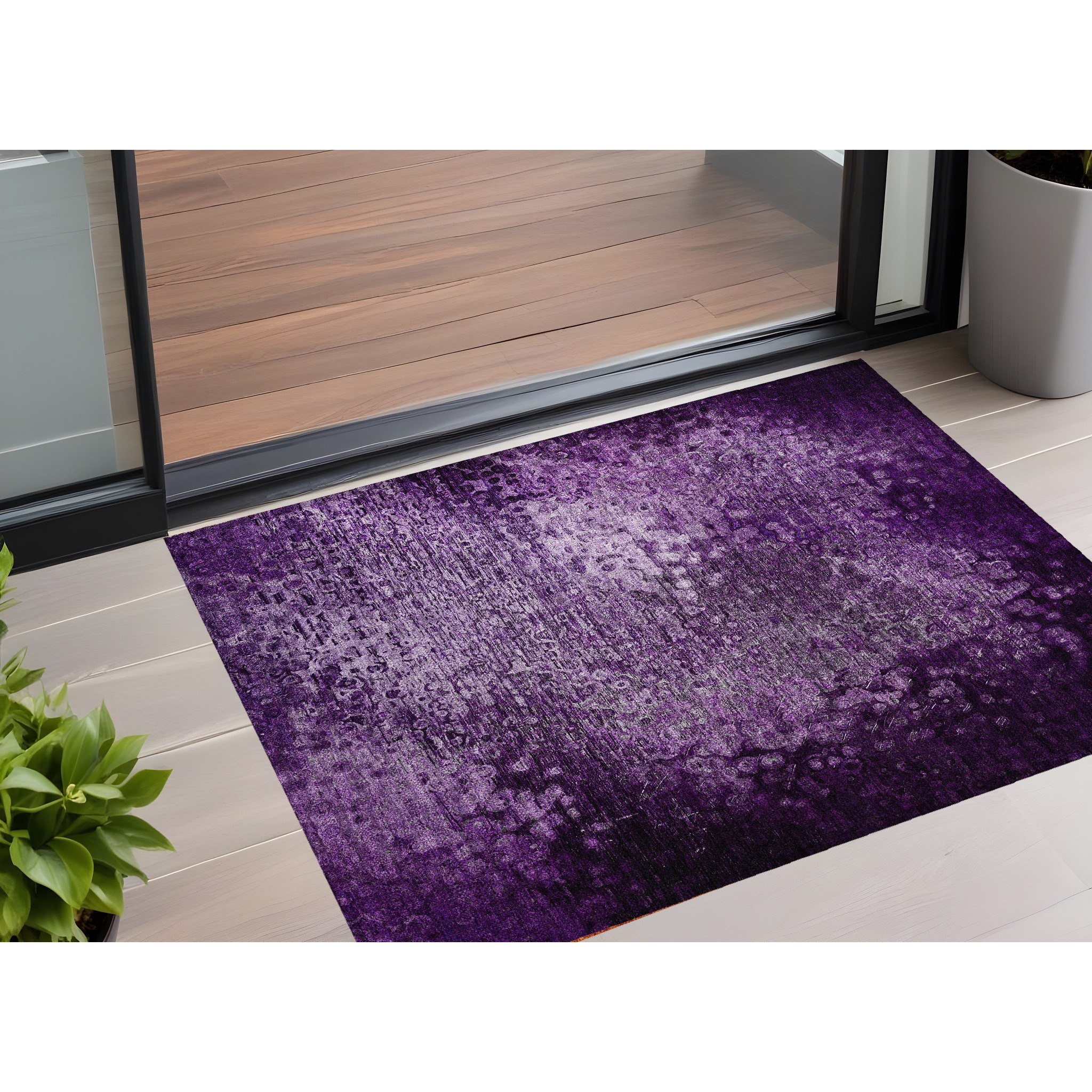 2' X 3' Purple Washable Non Skid Indoor Outdoor Area Rug