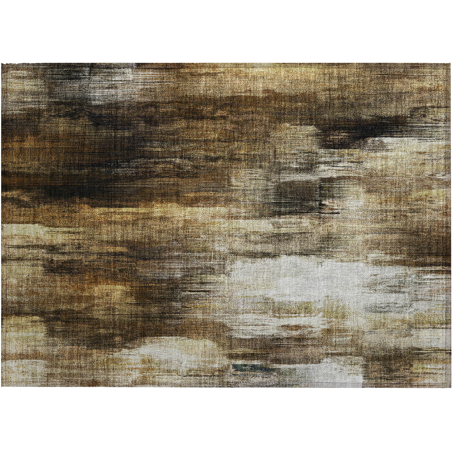 2' X 3' Chocolate Abstract Washable Non Skid Indoor Outdoor Area Rug