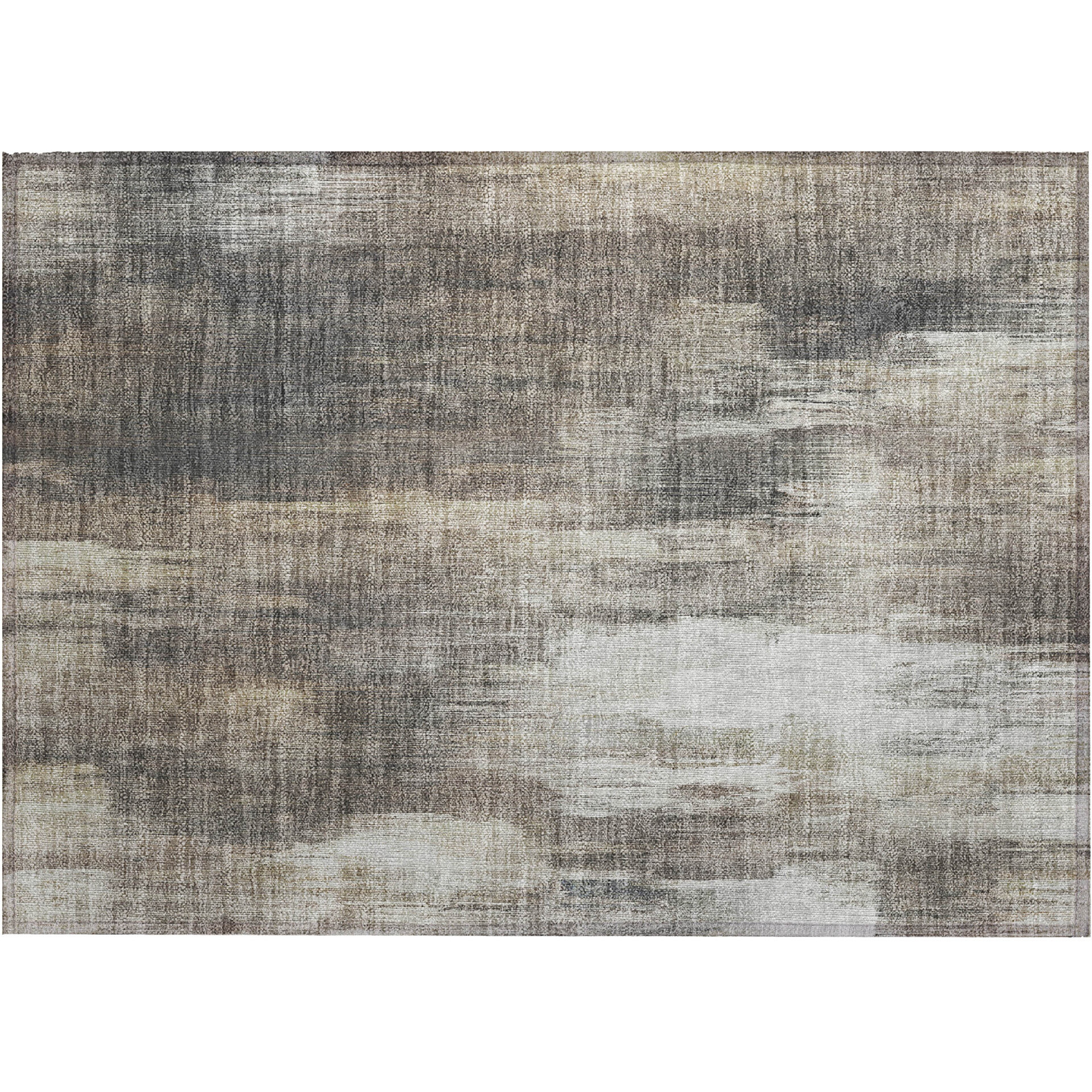 2' X 3' Taupe and Gray Abstract Washable Non Skid Indoor Outdoor Area Rug