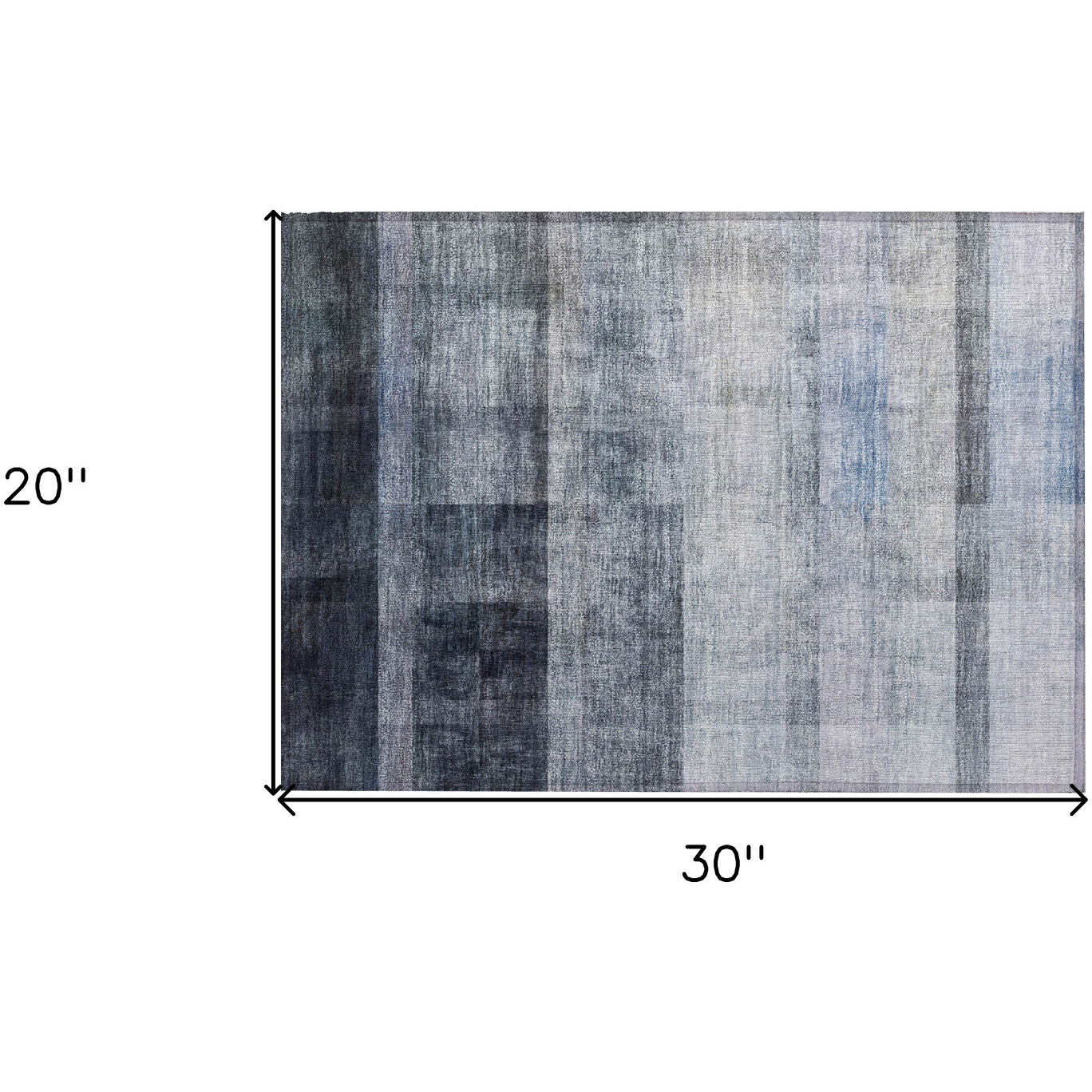 2' X 3' Navy and Gray Ombre Washable Non Skid Indoor Outdoor Area Rug