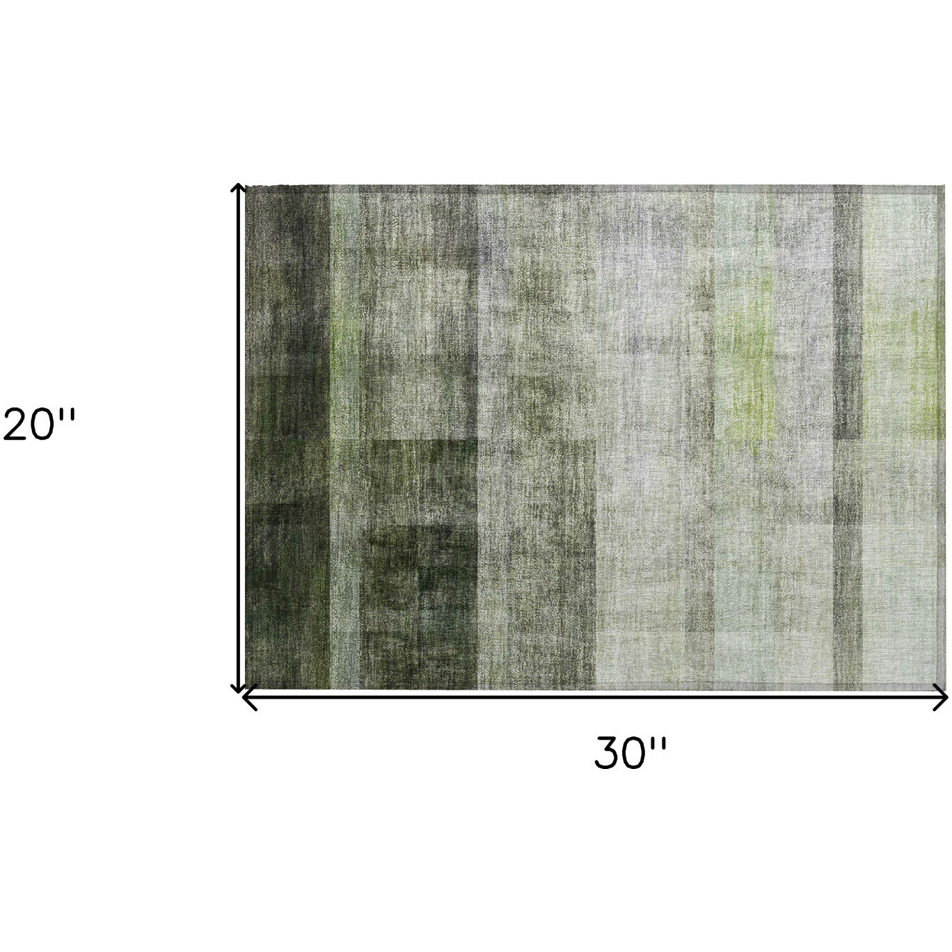 2' X 3' Olive Green Ombre Washable Non Skid Indoor Outdoor Area Rug