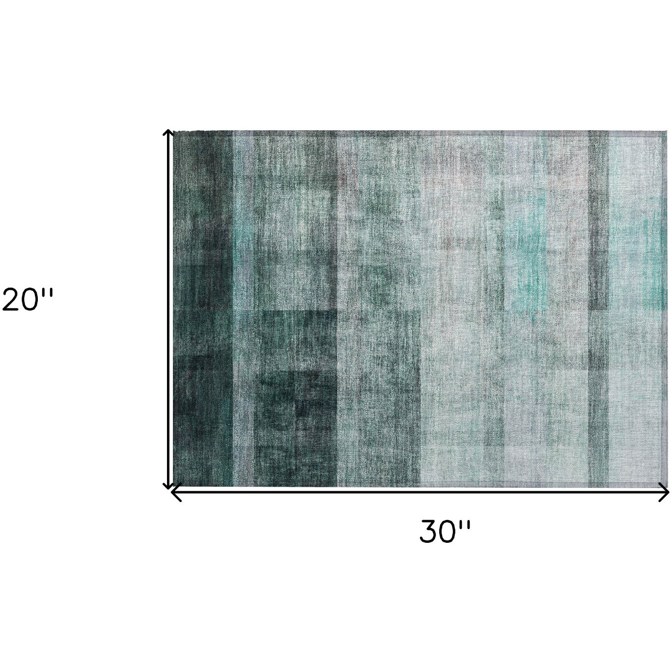 2' X 3' Teal Ombre Washable Non Skid Indoor Outdoor Area Rug