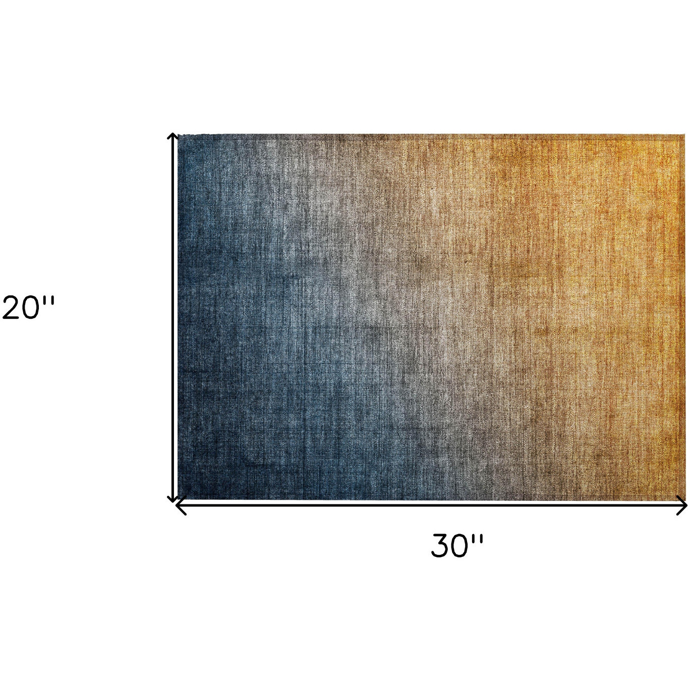 2' X 3' Denim and Gold Ombre Washable Non Skid Indoor Outdoor Area Rug