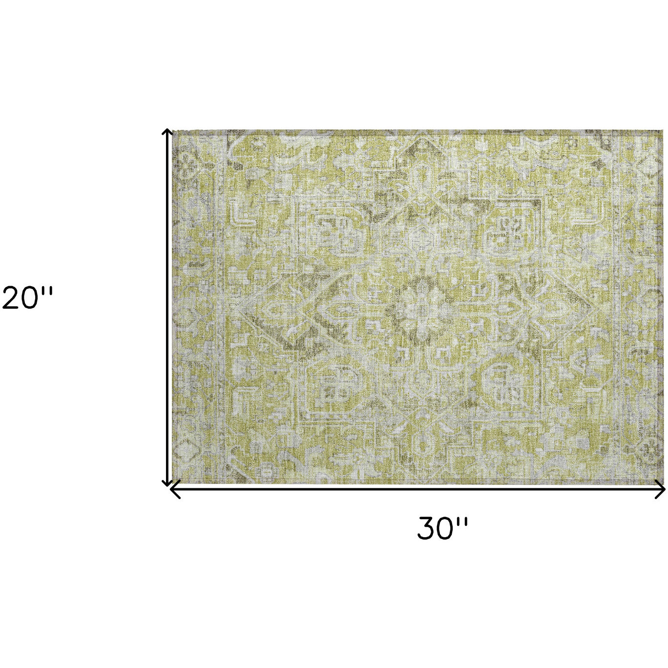 2' X 3' Artichoke Green Oriental Washable Non Skid Indoor Outdoor Area Rug