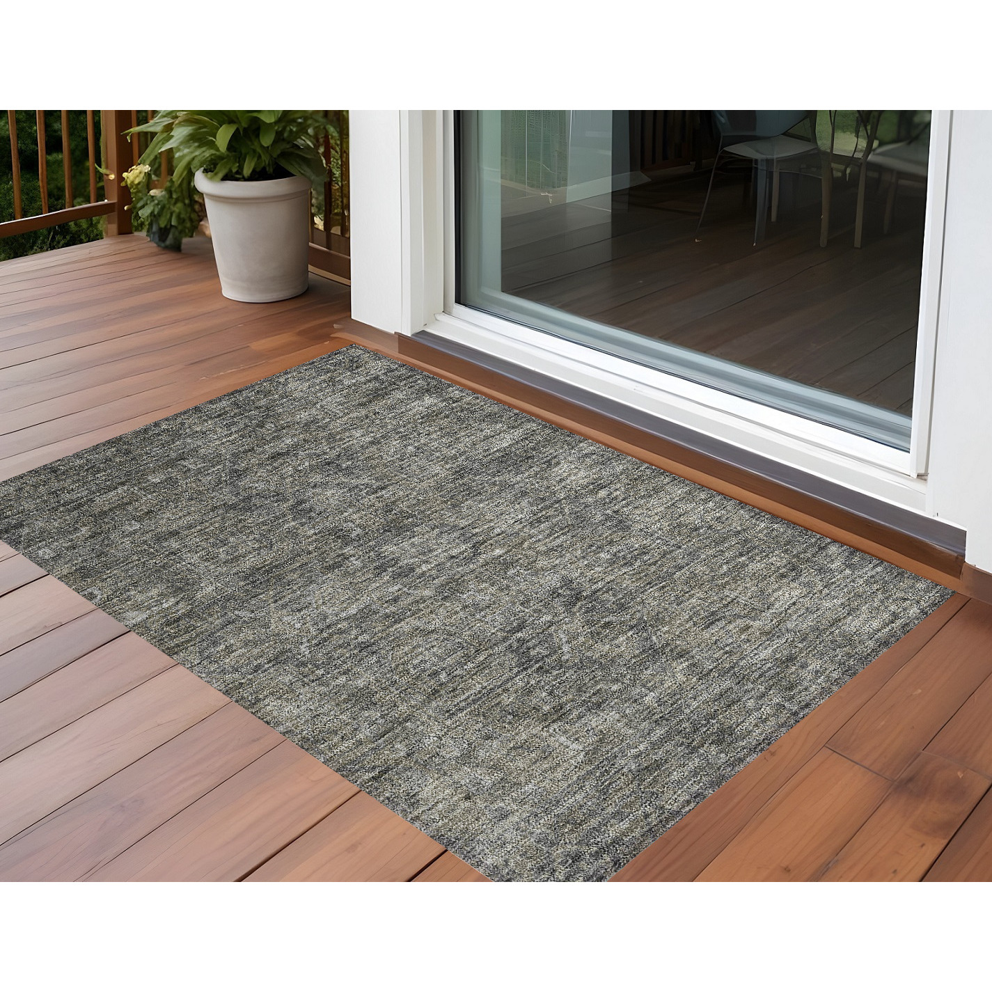 2' X 3' Brown and Black Oriental Washable Non Skid Indoor Outdoor Area Rug