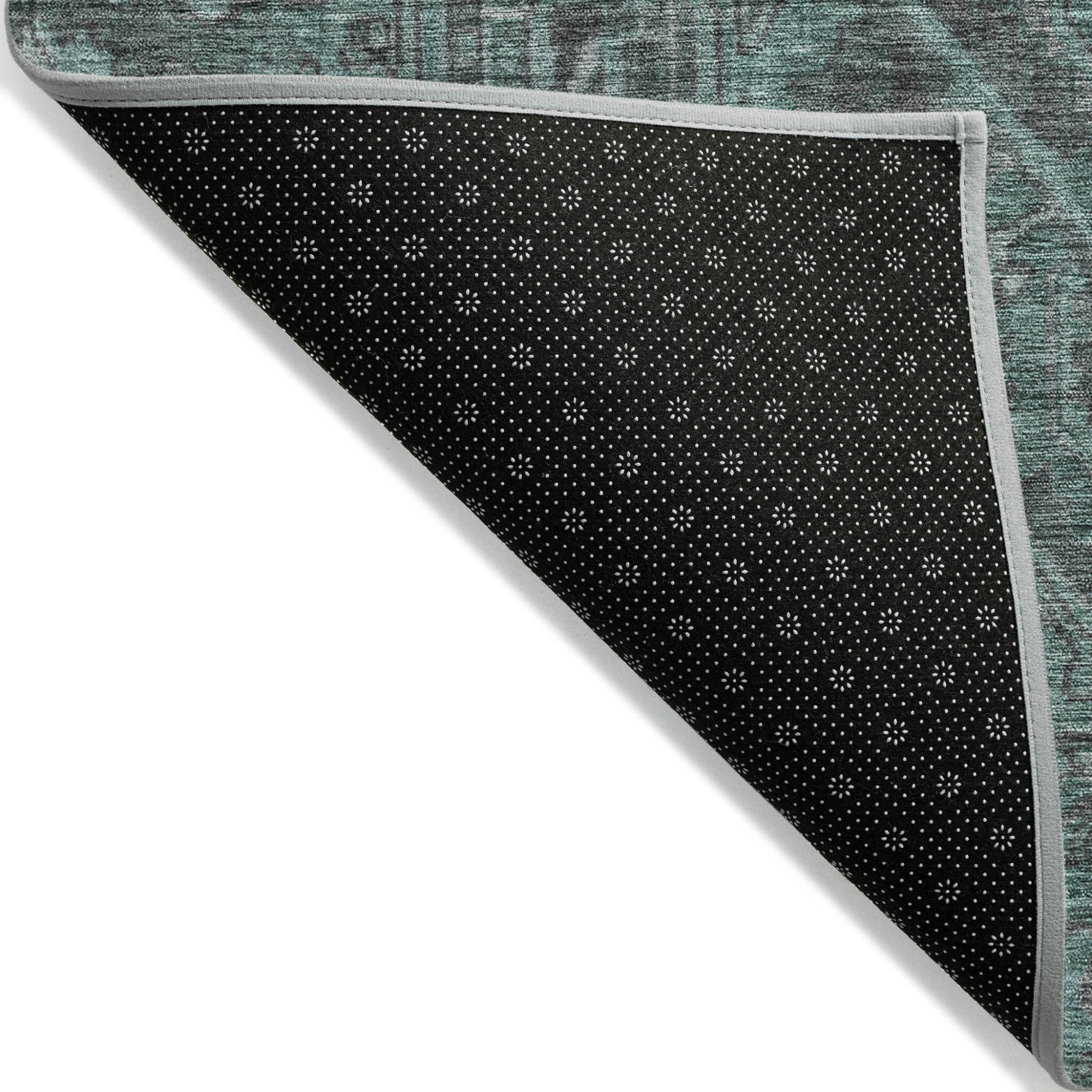 2' X 3' Turquoise Oriental Washable Non Skid Indoor Outdoor Area Rug