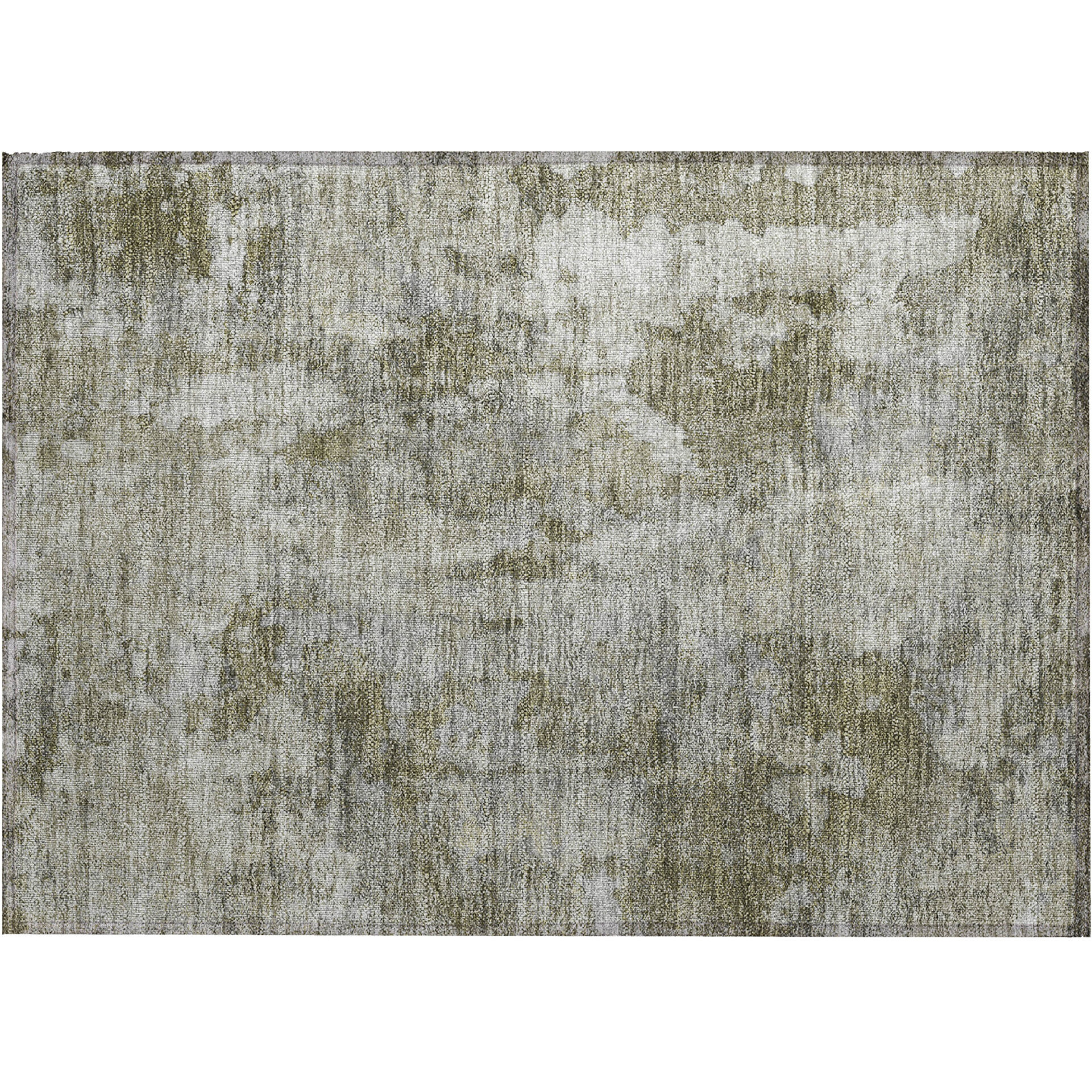2' X 3' Green Abstract Washable Non Skid Indoor Outdoor Area Rug