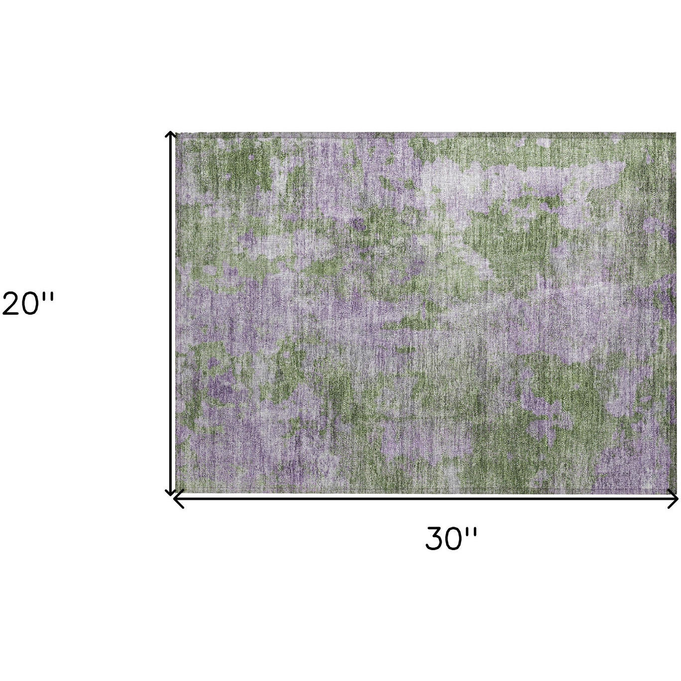 2' X 3' Green and Purple Abstract Washable Non Skid Indoor Outdoor Area Rug