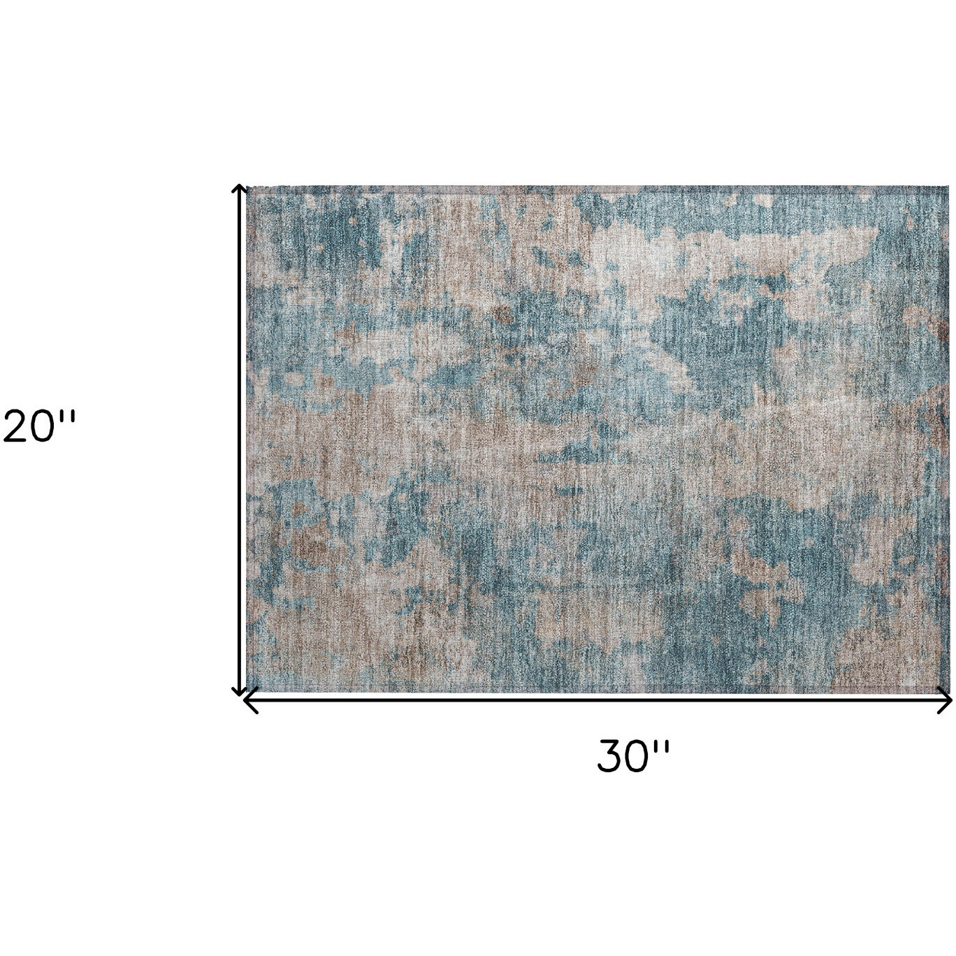 2' X 3' Teal and Taupe Abstract Washable Non Skid Indoor Outdoor Area Rug