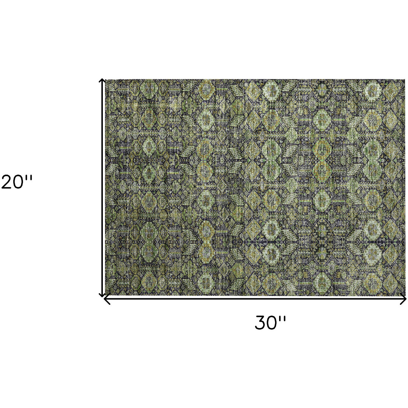 2' X 3' Blue and Green Floral Washable Non Skid Indoor Outdoor Area Rug