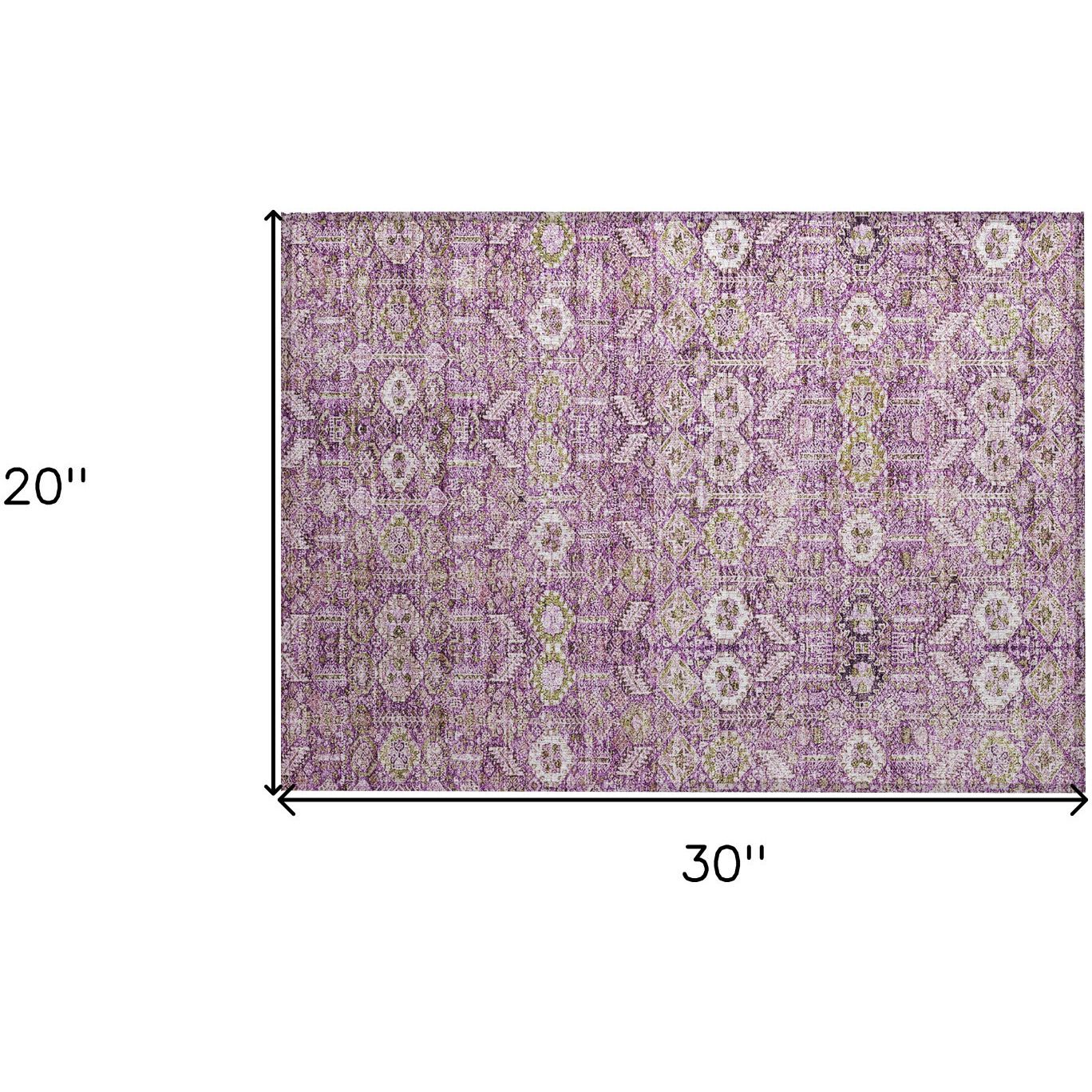 2' X 3' Lavender and Ivory Floral Washable Non Skid Indoor Outdoor Area Rug
