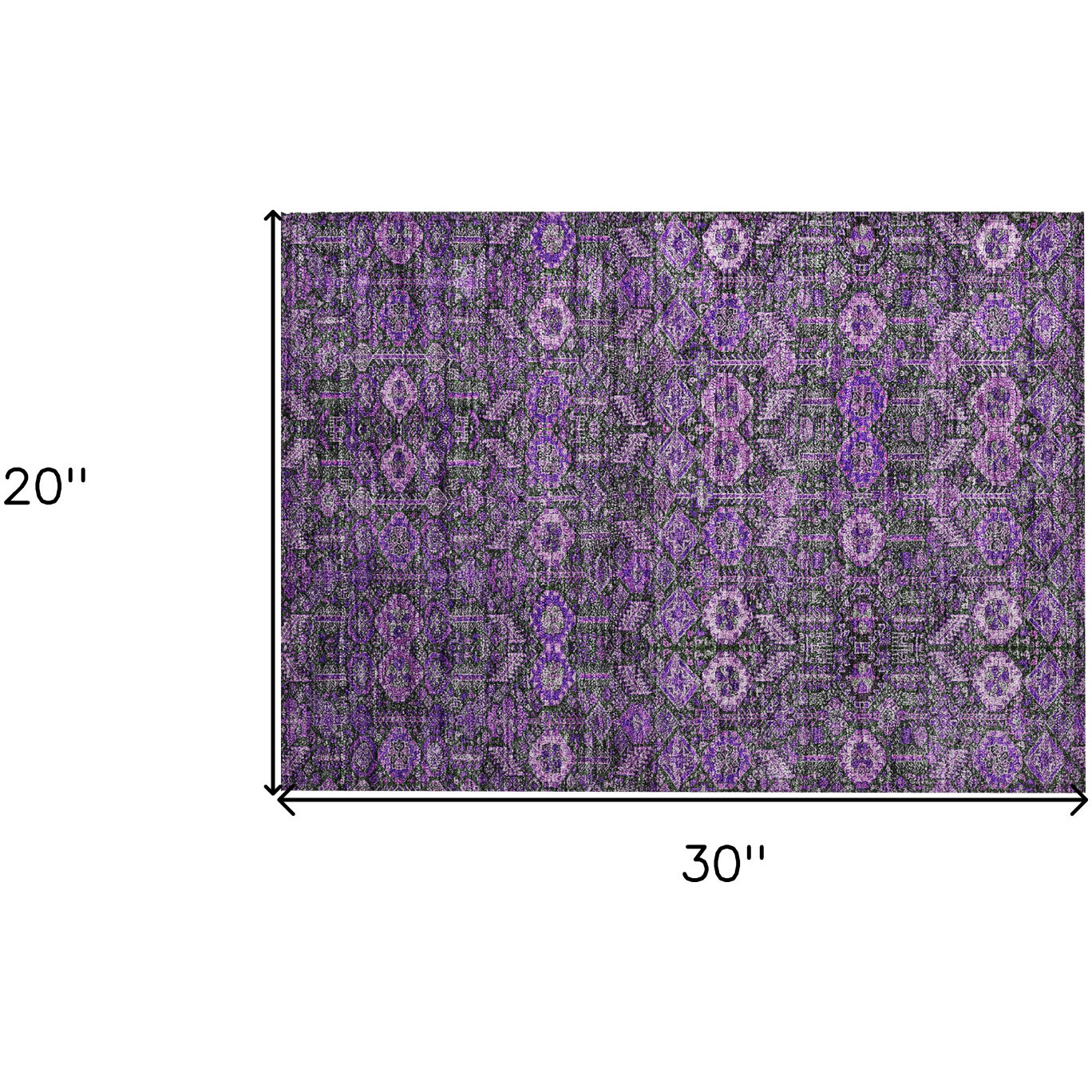2' X 3' Purple and Green Floral Washable Non Skid Indoor Outdoor Area Rug