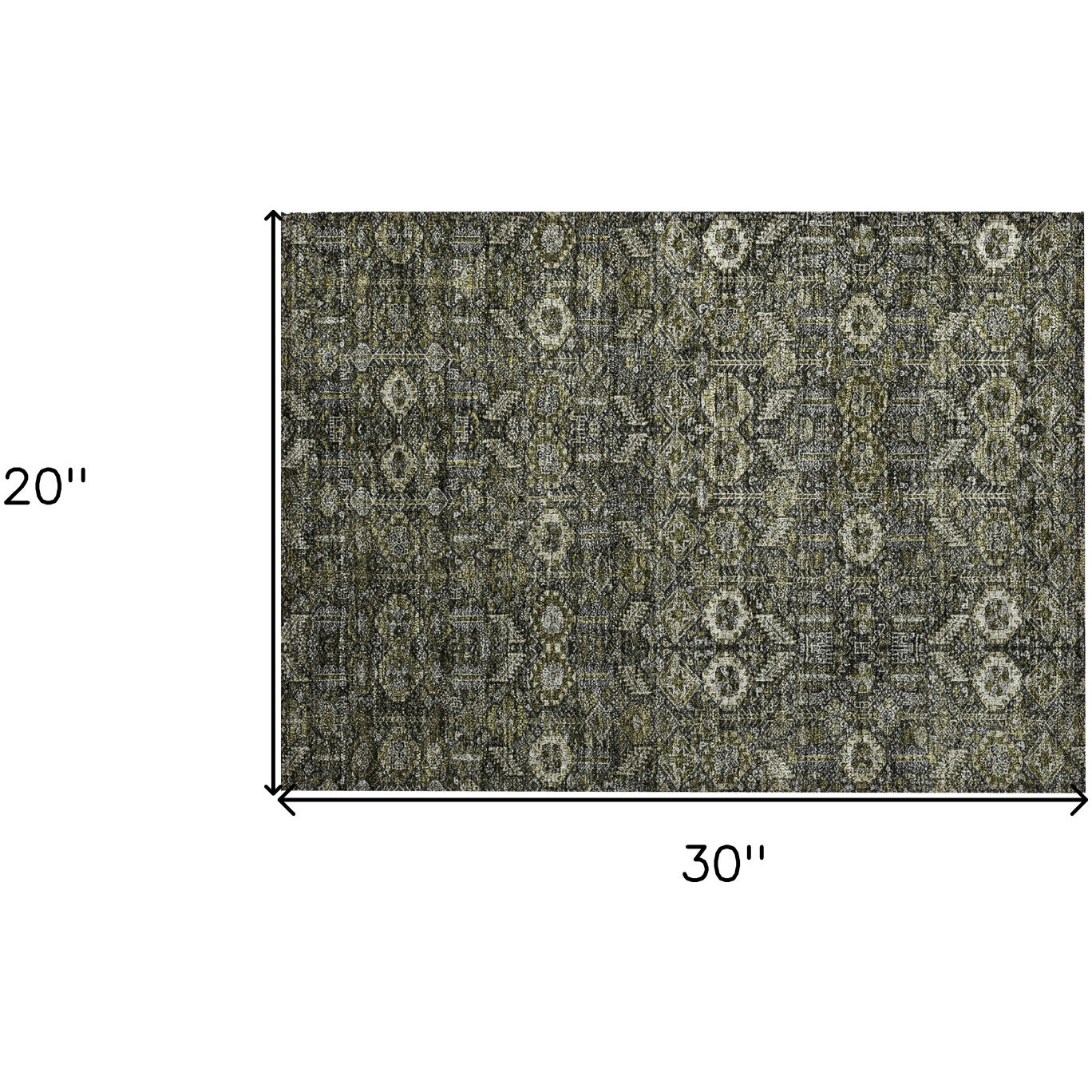 2' X 3' Moss Green and Gray Floral Washable Non Skid Indoor Outdoor Area Rug