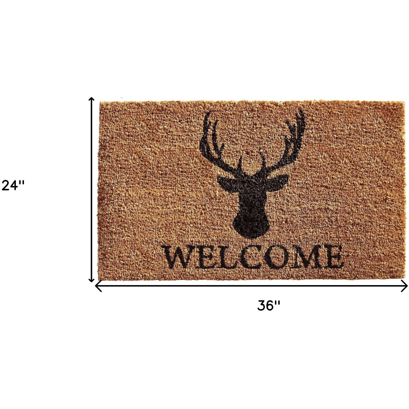 24" X 36" Natural and Black Coir Stag Welcome Outdoor Door Mat