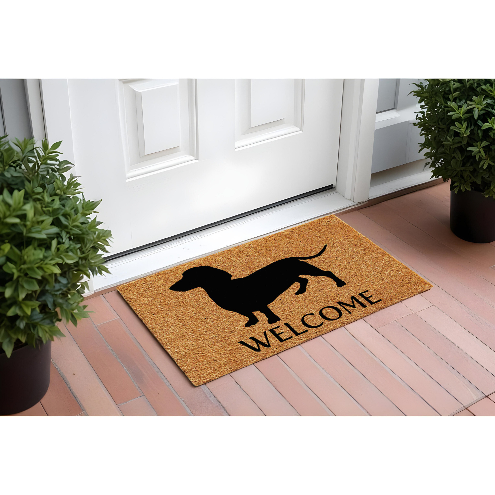24" X 36" Natural and Black Coir Dachshund Welcome Outdoor Door Mat