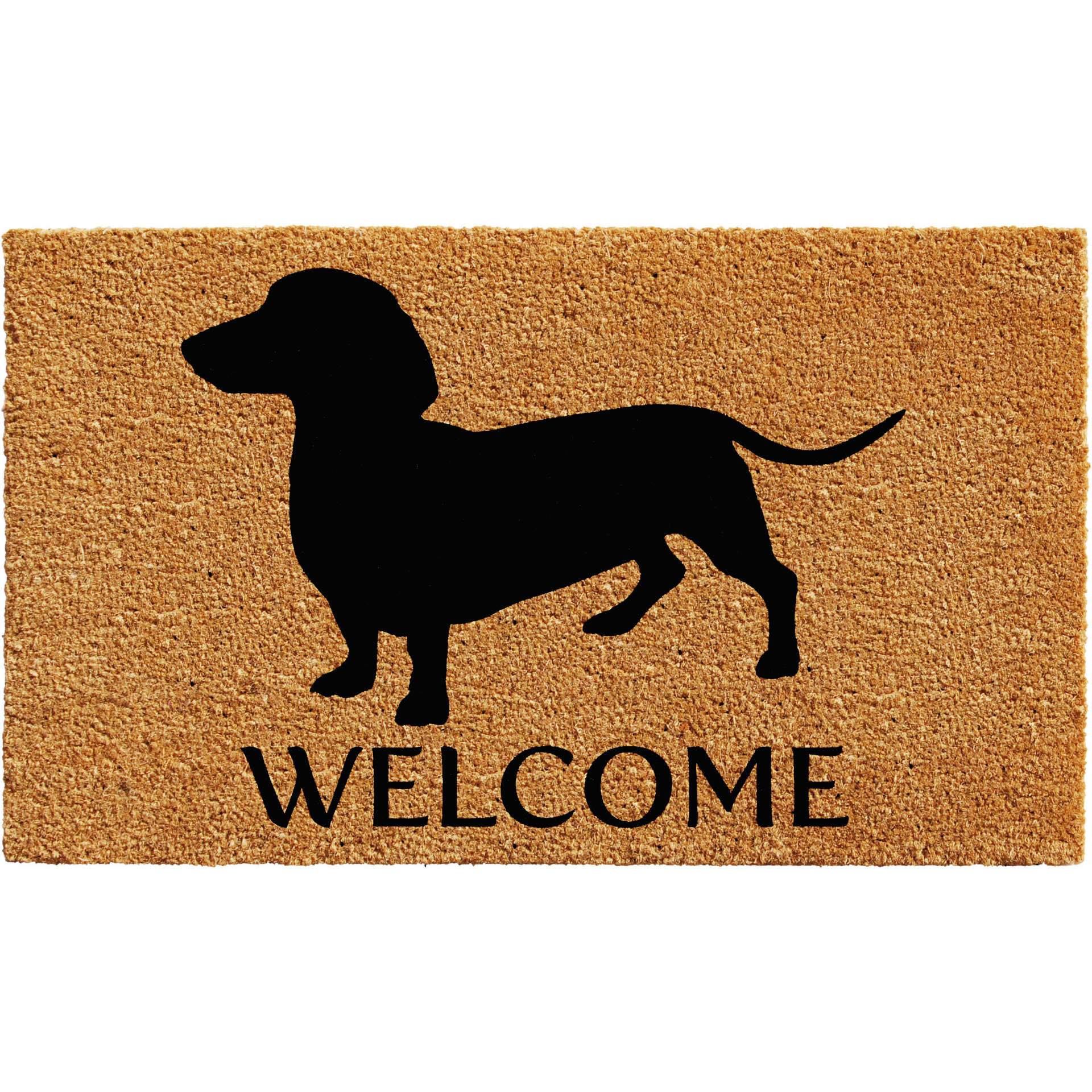 24" X 36" Natural and Black Coir Dachshund Welcome Outdoor Door Mat