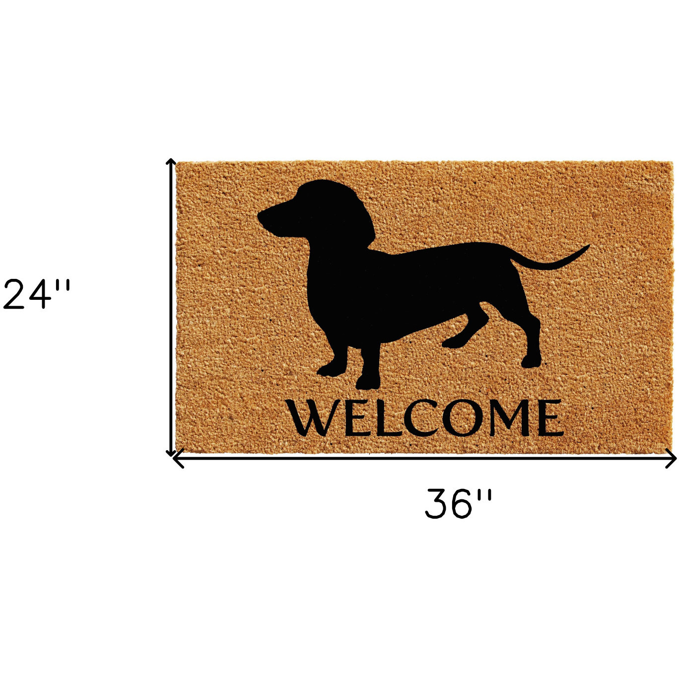 24" X 36" Natural and Black Coir Dachshund Welcome Outdoor Door Mat