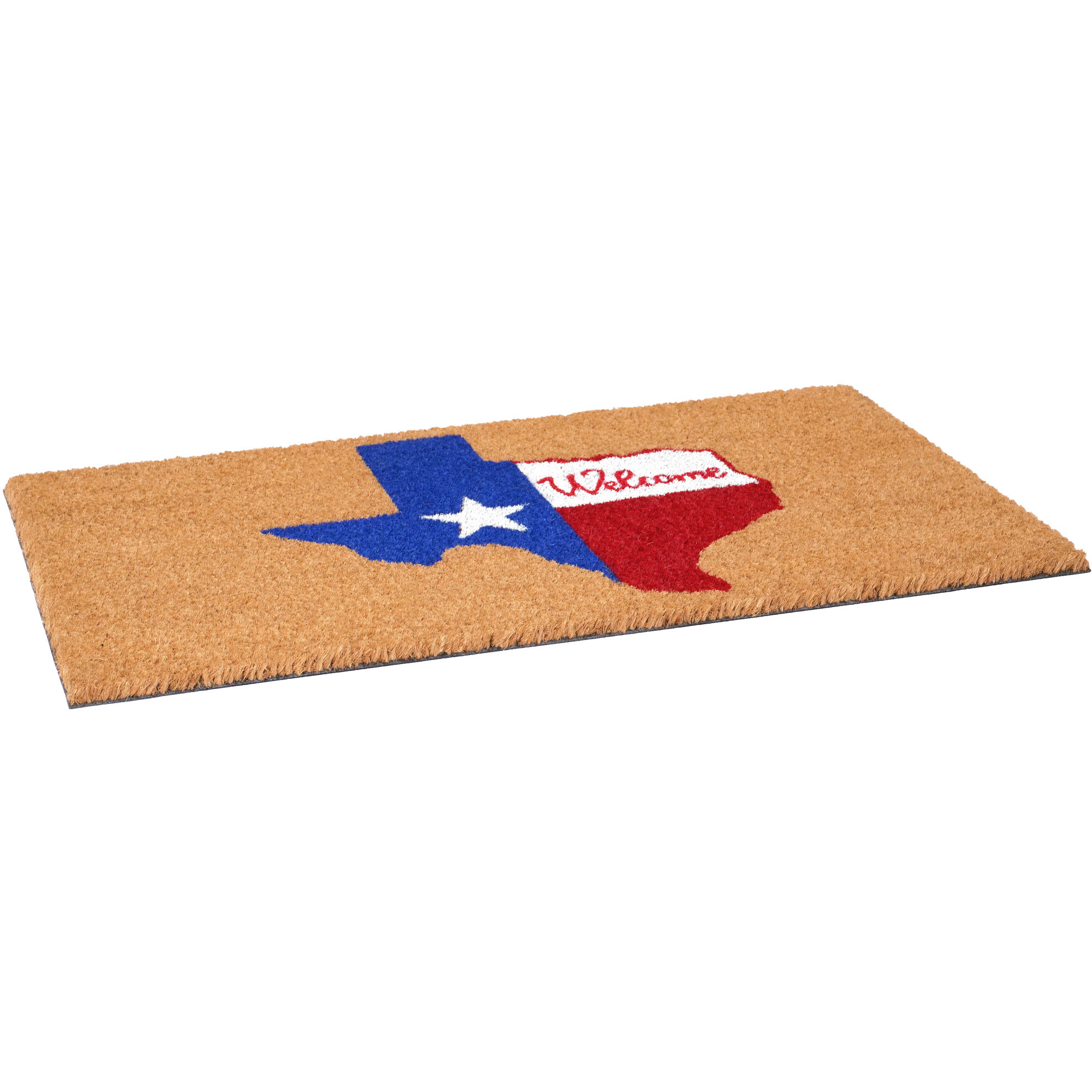 24" X 36" Natural Red White and Blue Coir Texas Outdoor Door Mat
