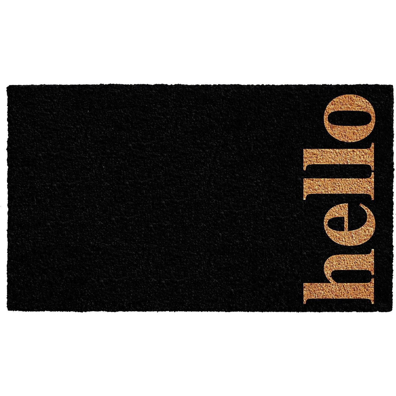 24" X 36" Black and Natural Coir Hello Outdoor Door Mat
