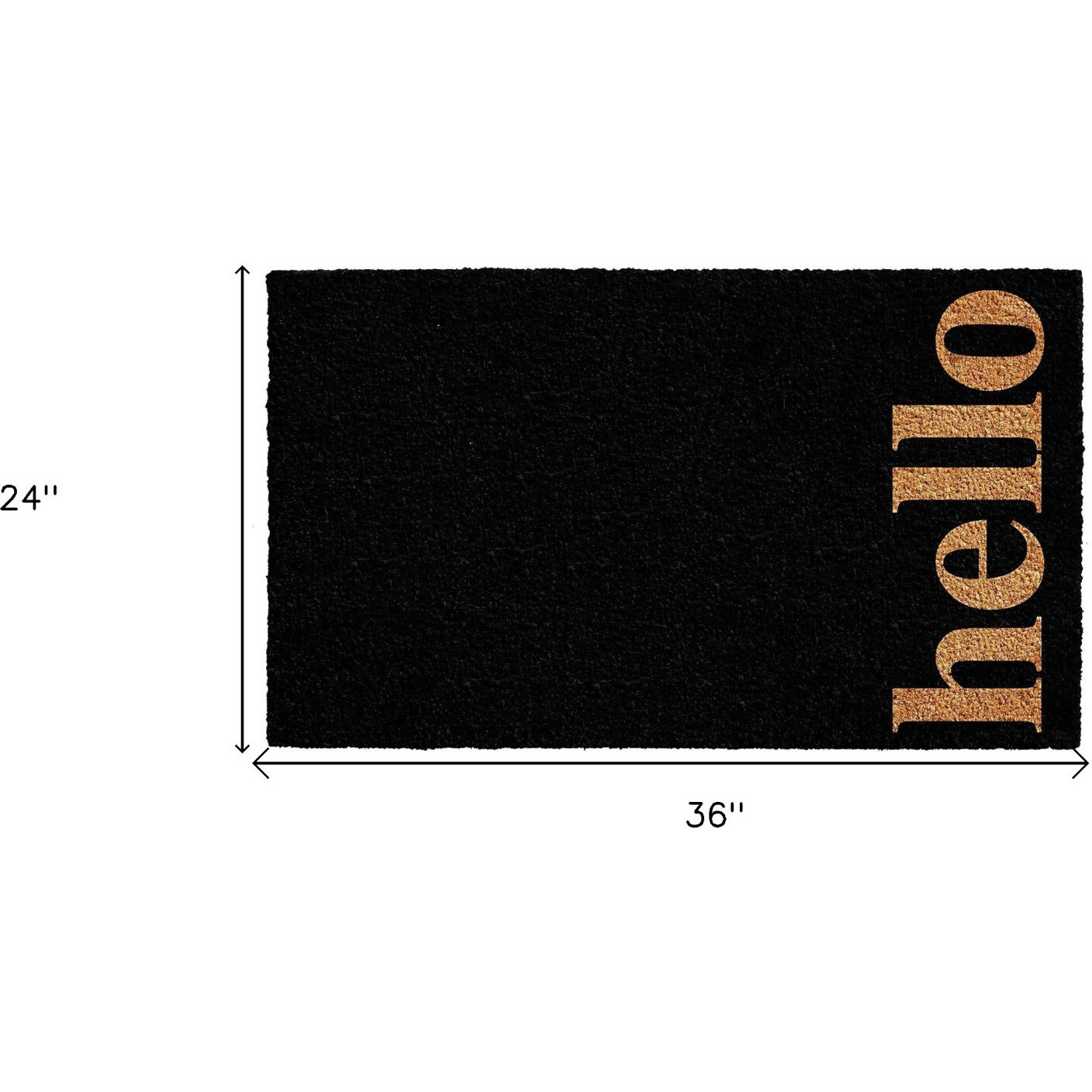 24" X 36" Black and Natural Coir Hello Outdoor Door Mat