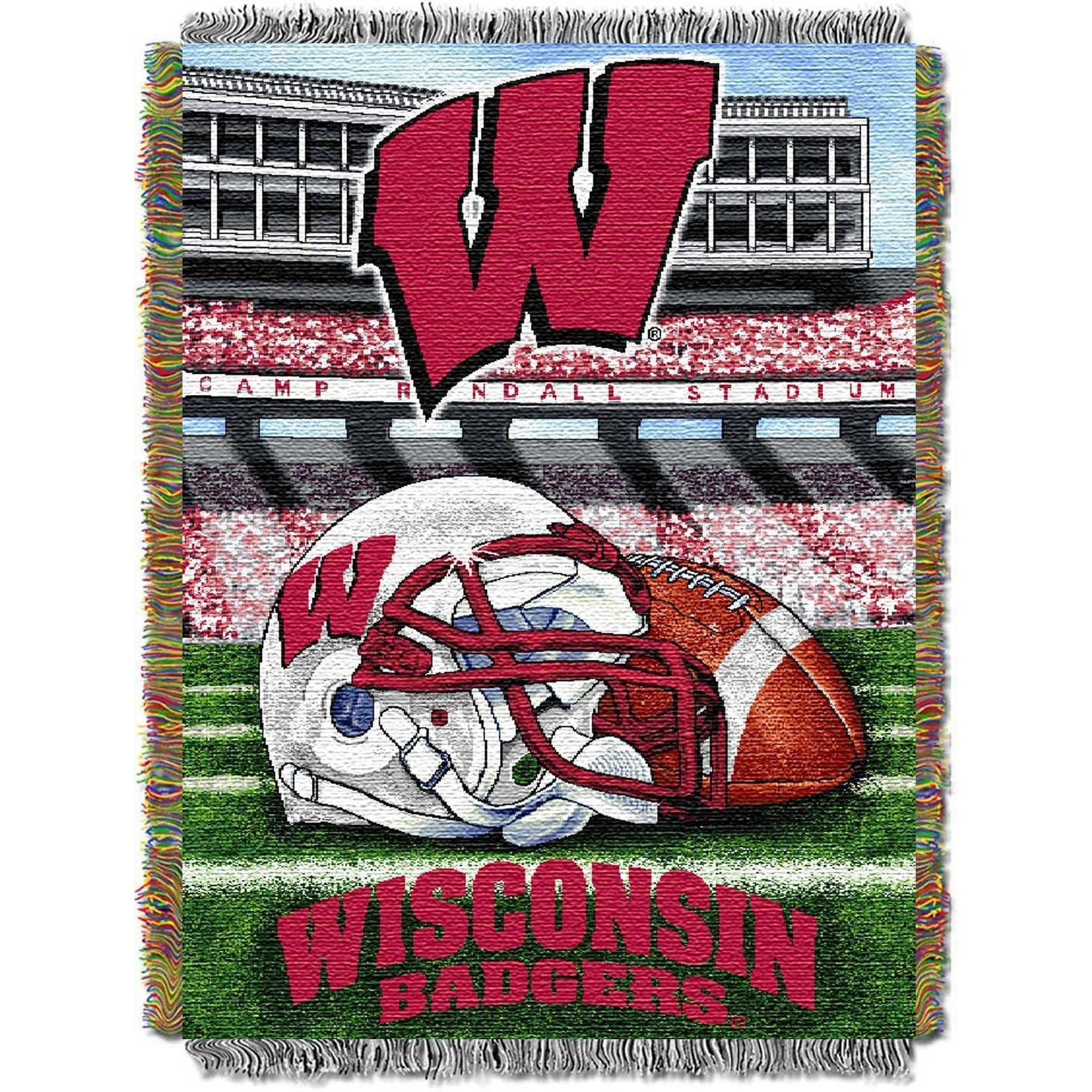 Wisconsin OFFIcIAL collegiate Home Field Advantage Woven Tapestry Throw(D0102HHMIYU)