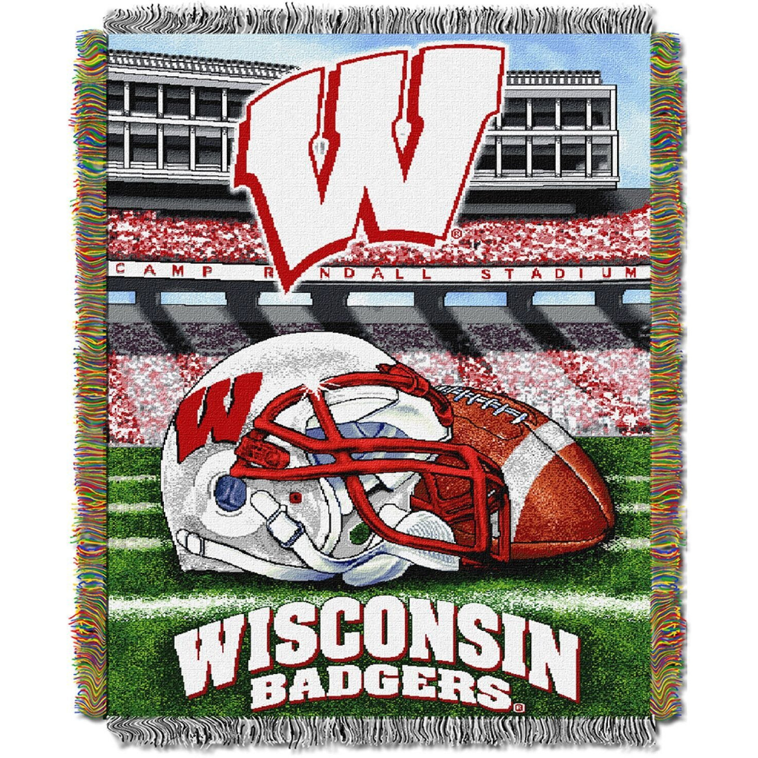 Wisconsin OFFIcIAL collegiate Home Field Advantage Woven Tapestry Throw(D0102HHMIYU)