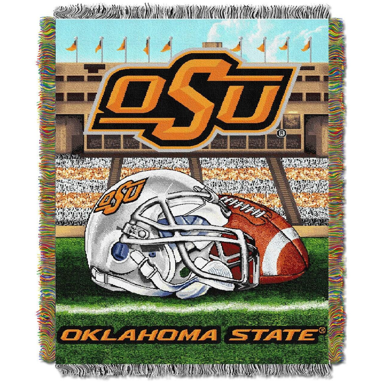 Oklahoma State OFFIcIAL collegiate Home Field Advantage Woven Tapestry Throw(D0102HHMIJY)