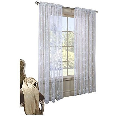 Mona Lisa Rod Pocket Curtain Panel Window Dressing 56 x 72 in White