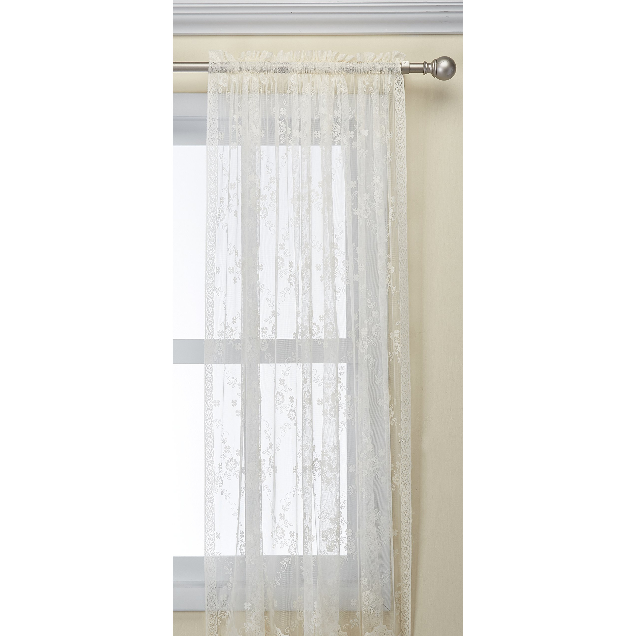 Mona Lisa Rod Pocket Curtain Panel Window Dressing 56 x 63 in Eggshell