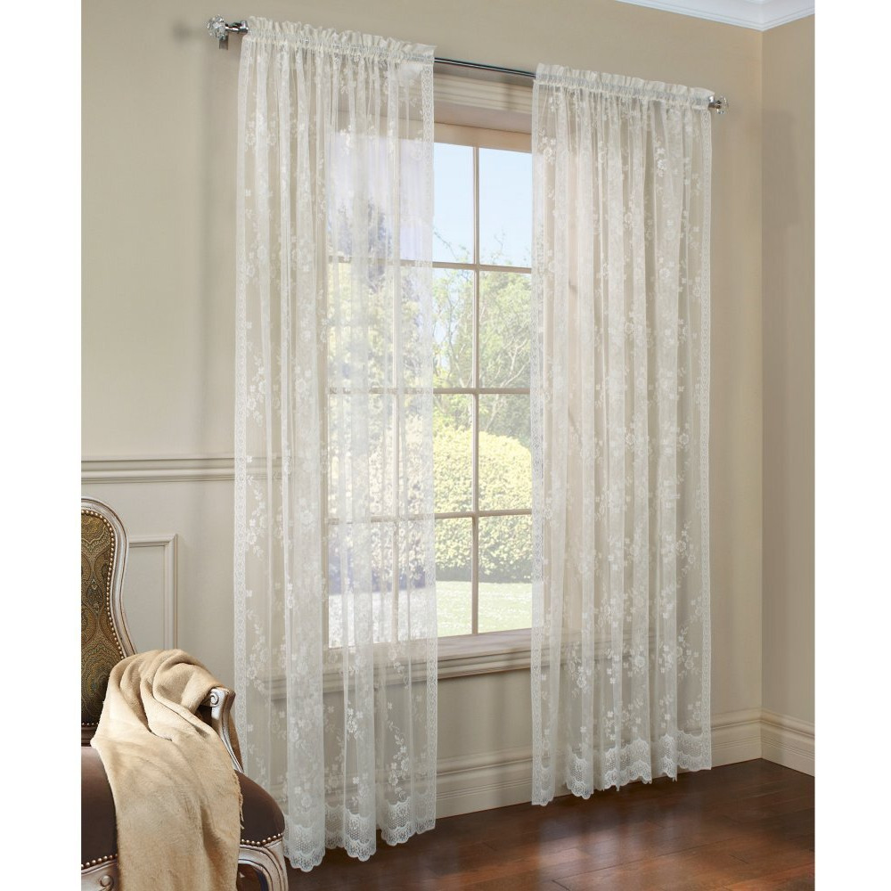 Mona Lisa Rod Pocket Curtain Panel Window Dressing 56 x 63 in Eggshell