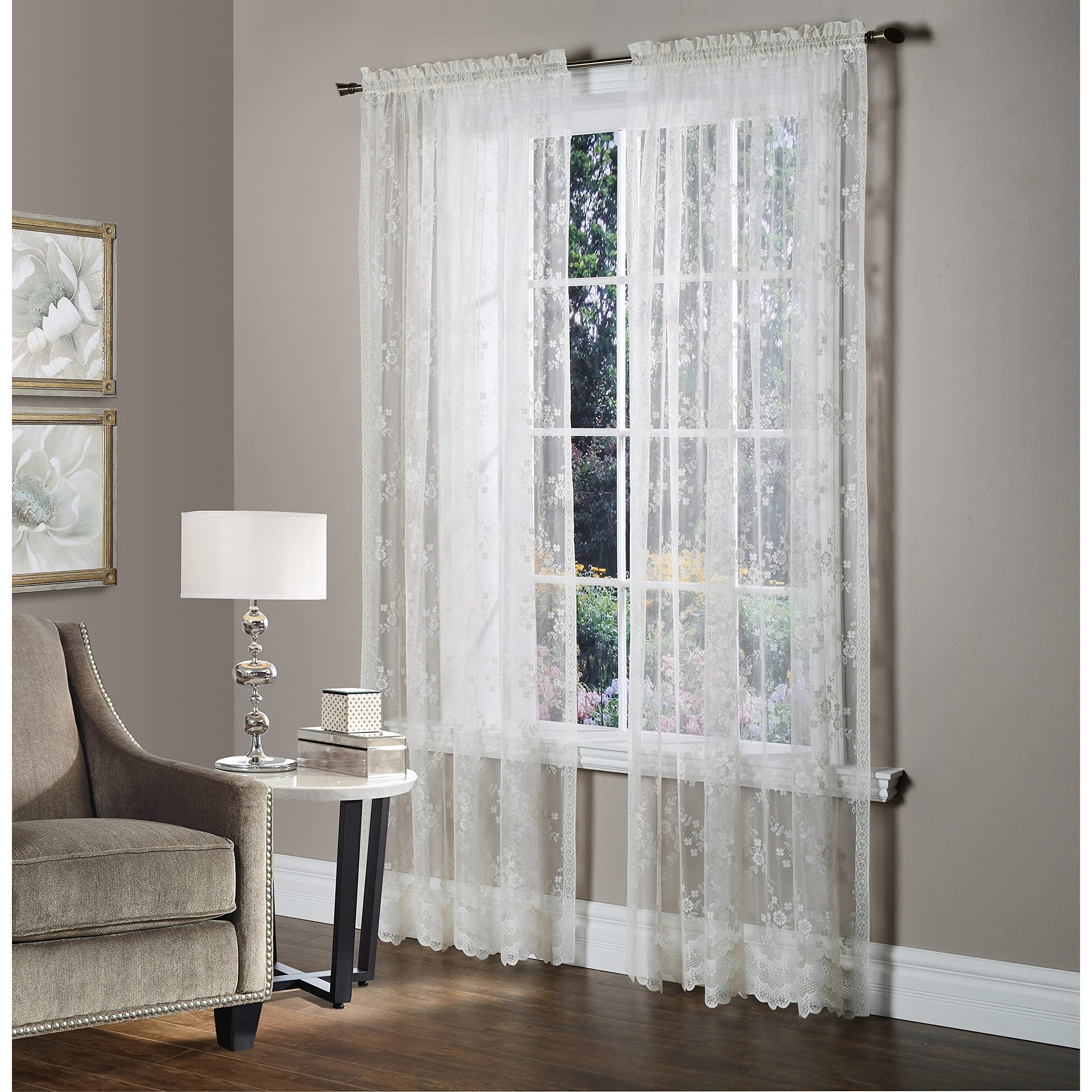 Mona Lisa Rod Pocket Curtain Panel Window Dressing 56 x 72 in Eggshell