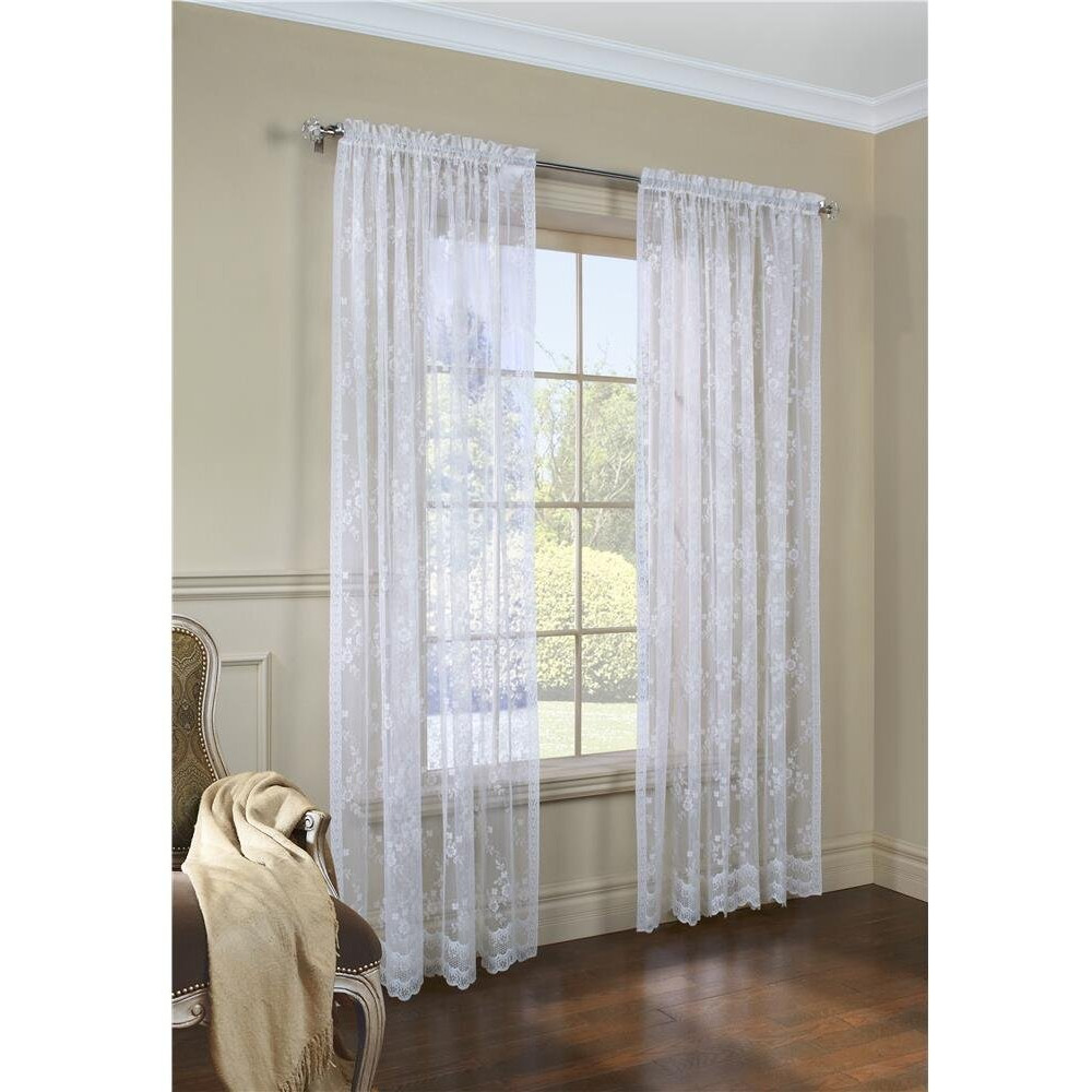 Mona Lisa Rod Pocket Curtain Panel Window Dressing 56 x 54 in White
