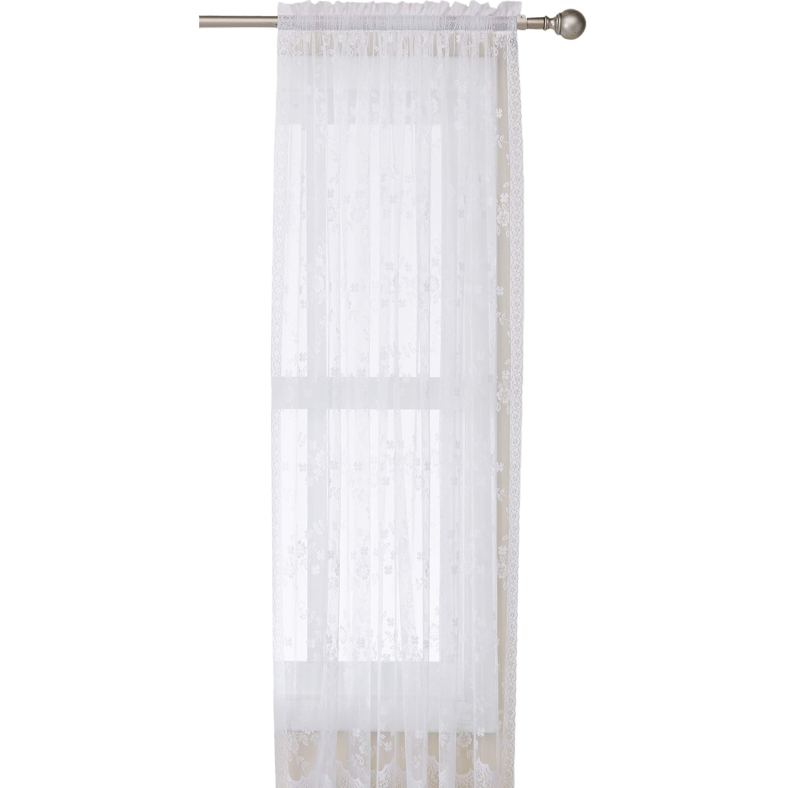Mona Lisa Rod Pocket Curtain Panel Window Dressing 56 x 63 in White
