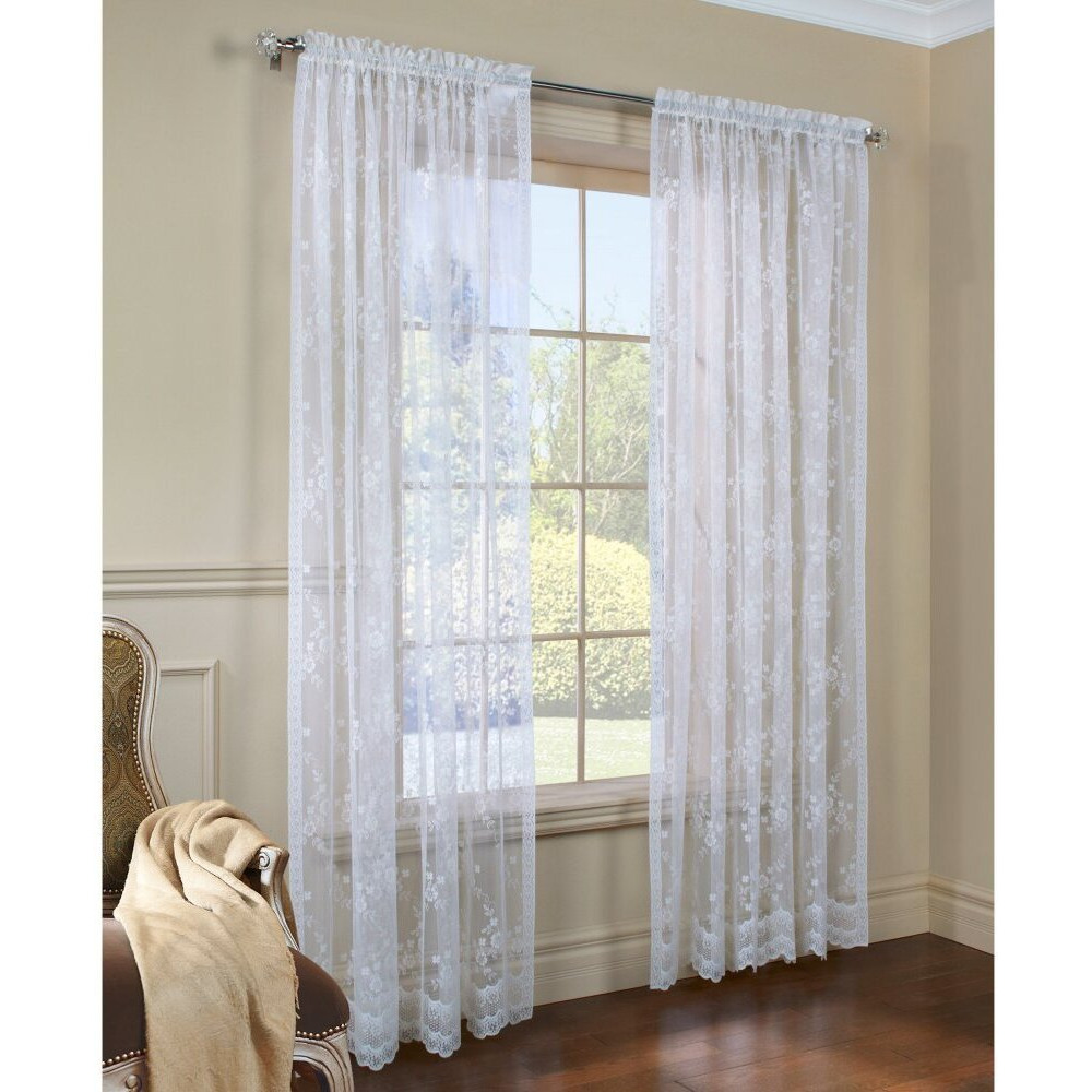 Mona Lisa Rod Pocket Curtain Panel Window Dressing 56 x 63 in White