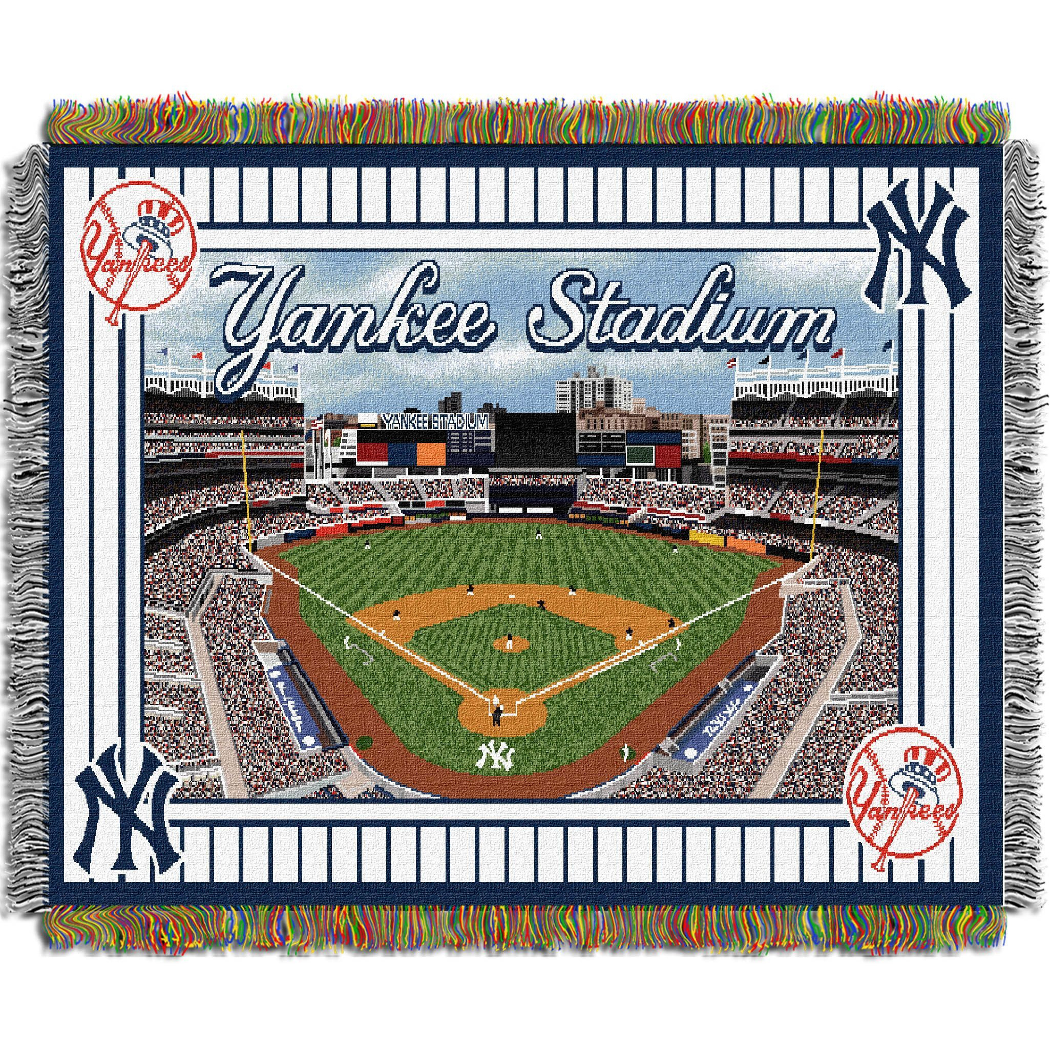Yankees OFFIcIAL MLB Stadium Woven Tapestry Throw Blanket 48 x 60(D0102H94BVW)