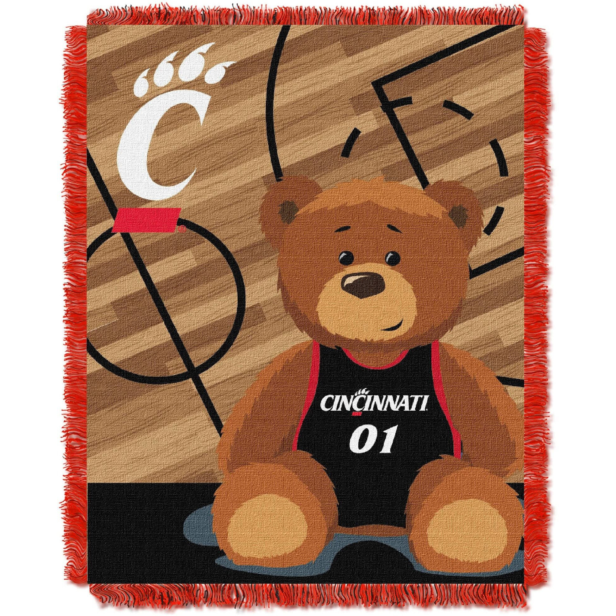 Cincinnati OFFICIAL Collegiate &quotHalf Court" Baby Woven Jacquard Throw(D0102HHB16G.)