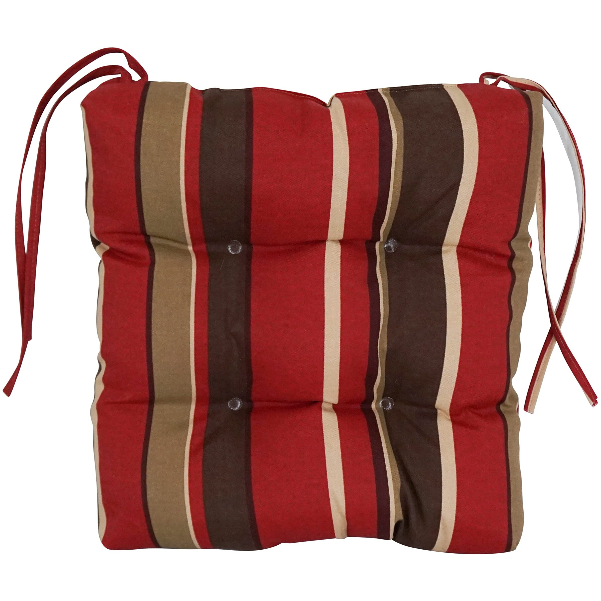 16-inch Spun Polyester Patterned Outdoor Square Tufted Chair Cushions (Set of 2) 916X16SQ-T-2CH-REO-33