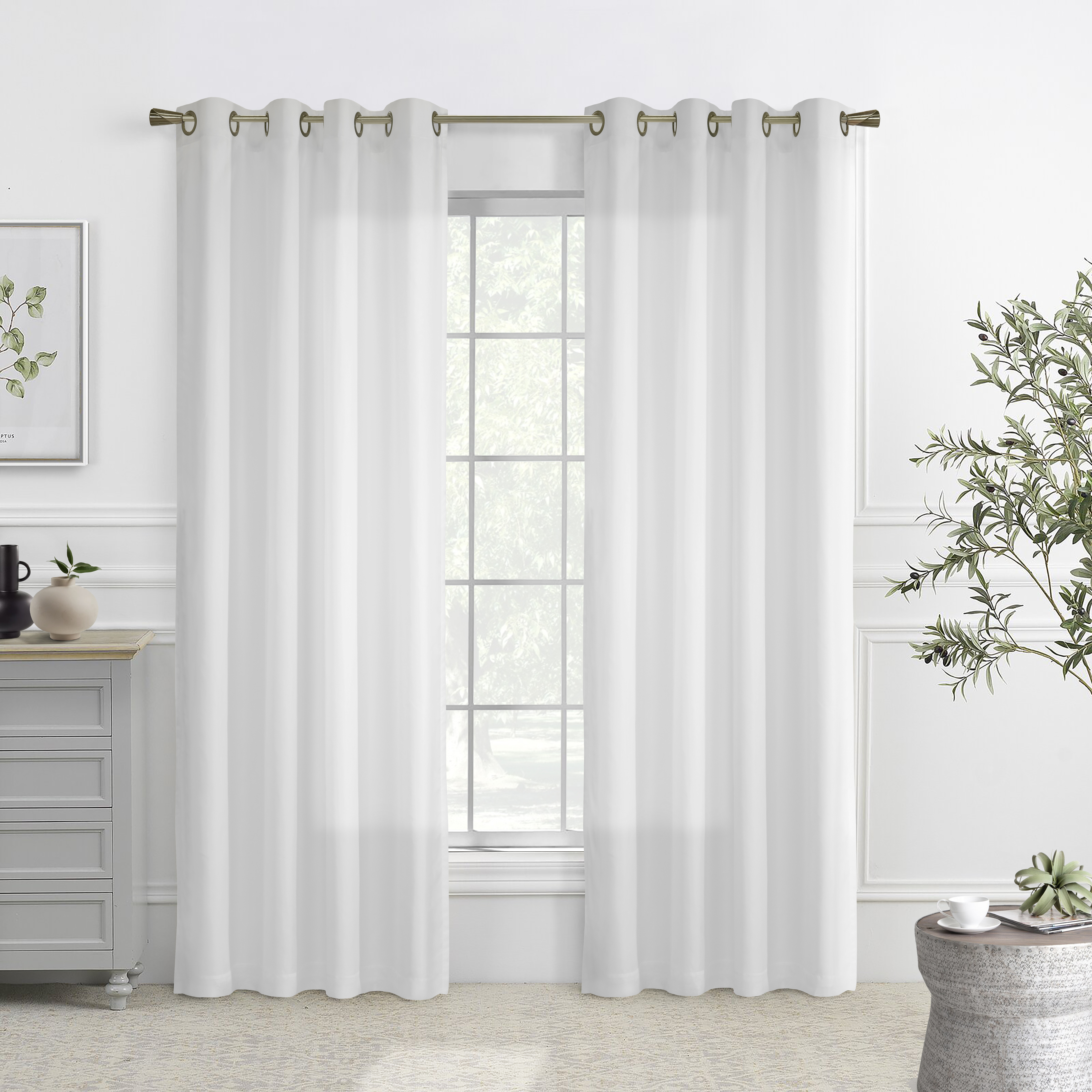 Rhapsody Lined Grommet Curtain Panel Window Dressing 54 x 95 in White