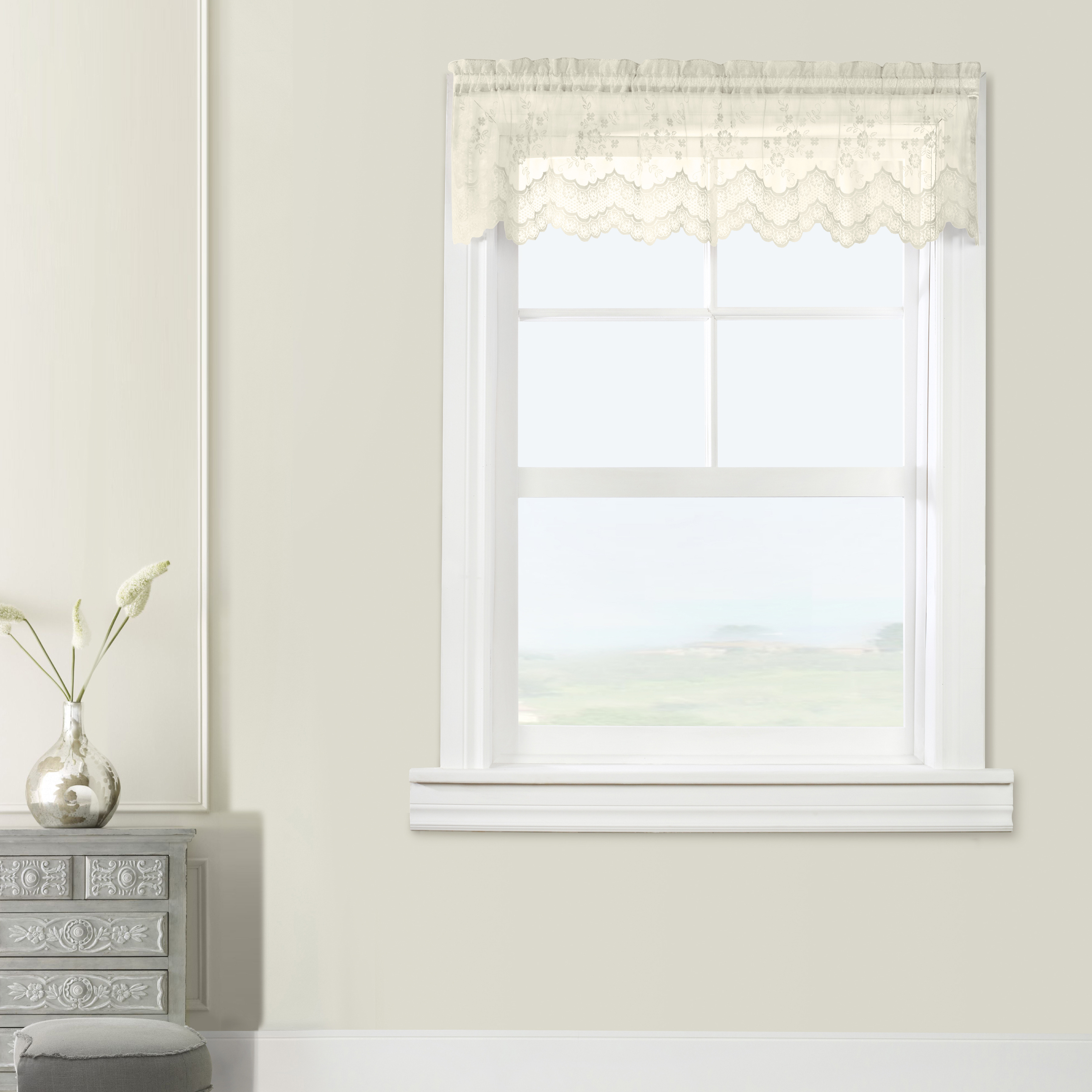 Mona Lisa Rod Pocket Valance Flat Window Dressing 56 x 15 in Eggshell