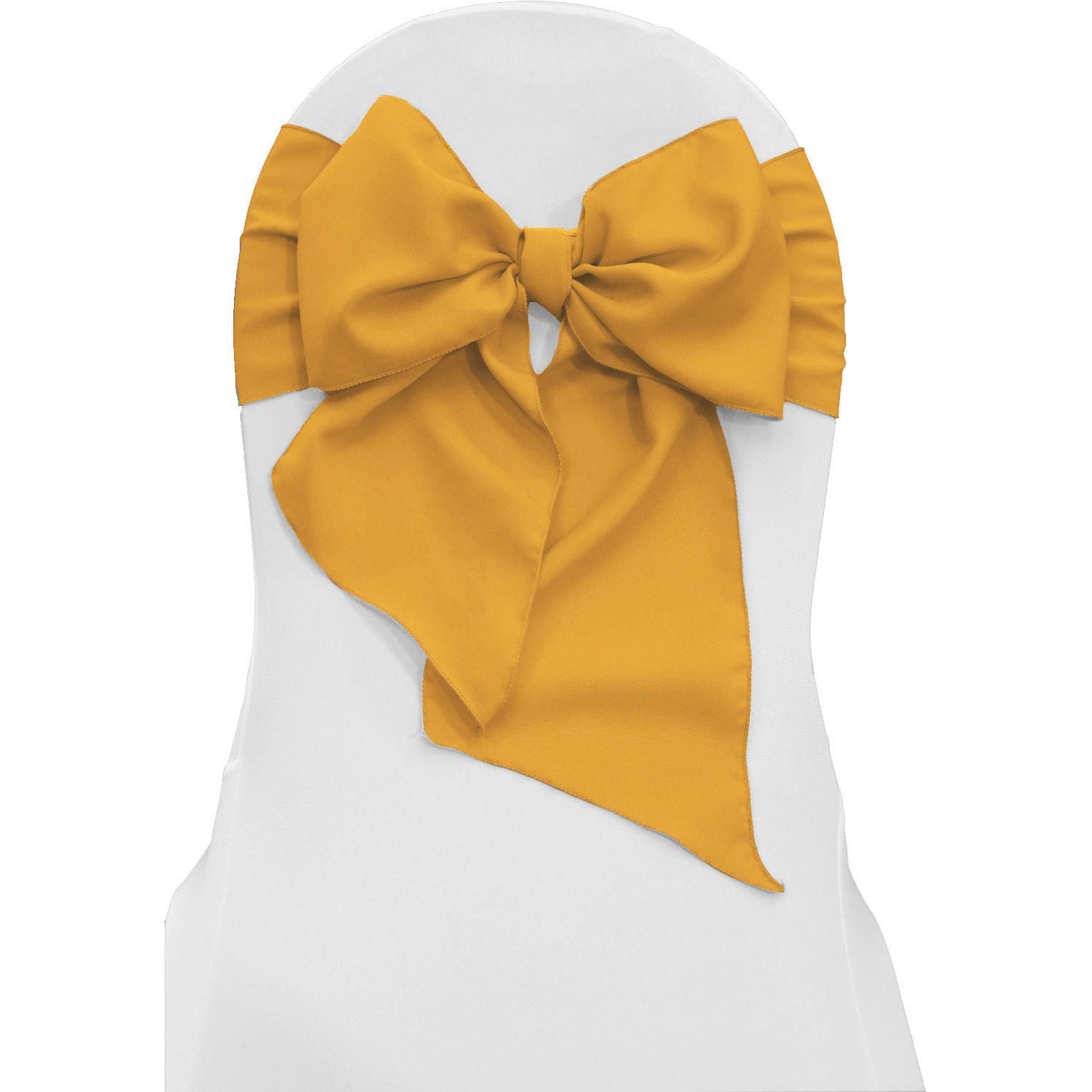 LA Linen Pack of 10 Polyester Poplin Chair Bows 8 by 108-Inch, Gold