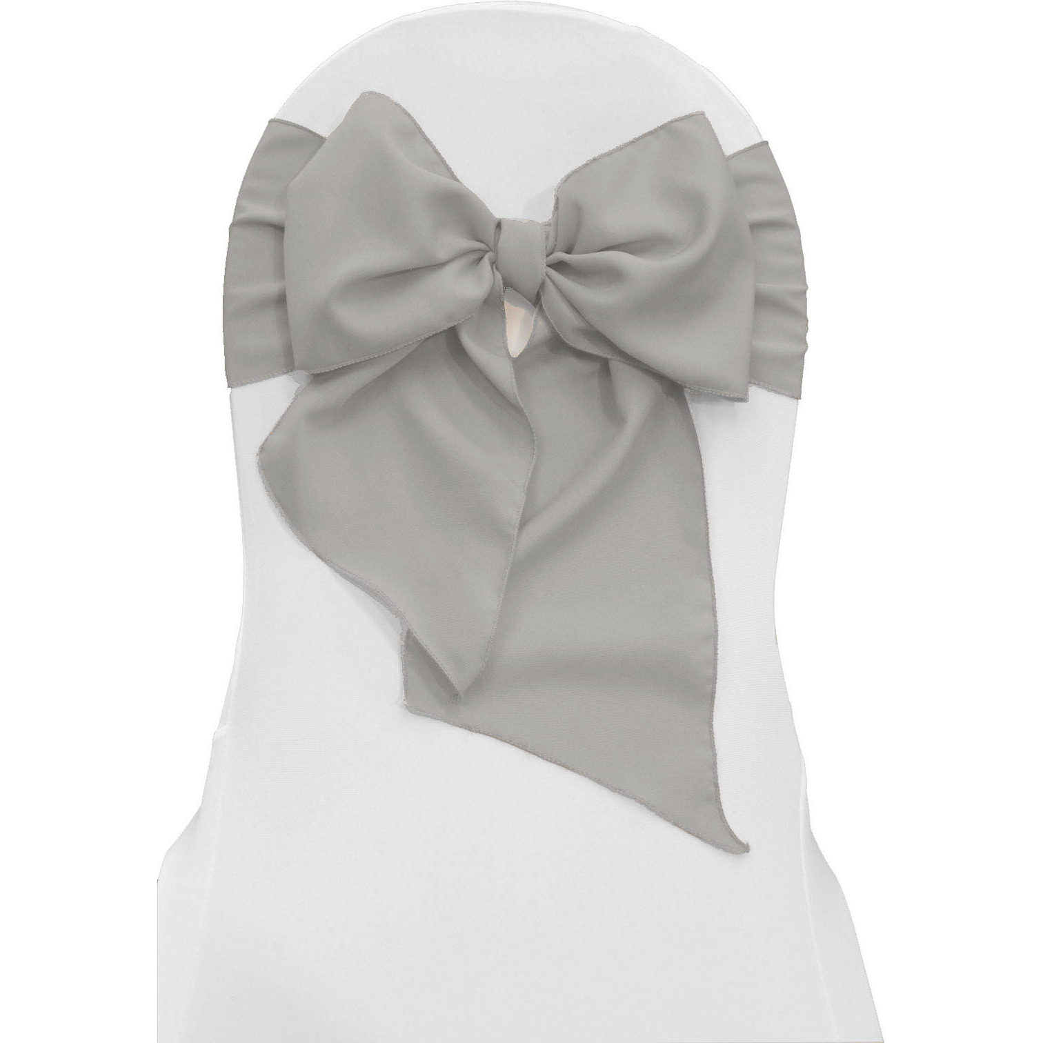 LA Linen Pack of 10 Polyester Poplin Chair Bows 8 by 108-Inch, Light Gray