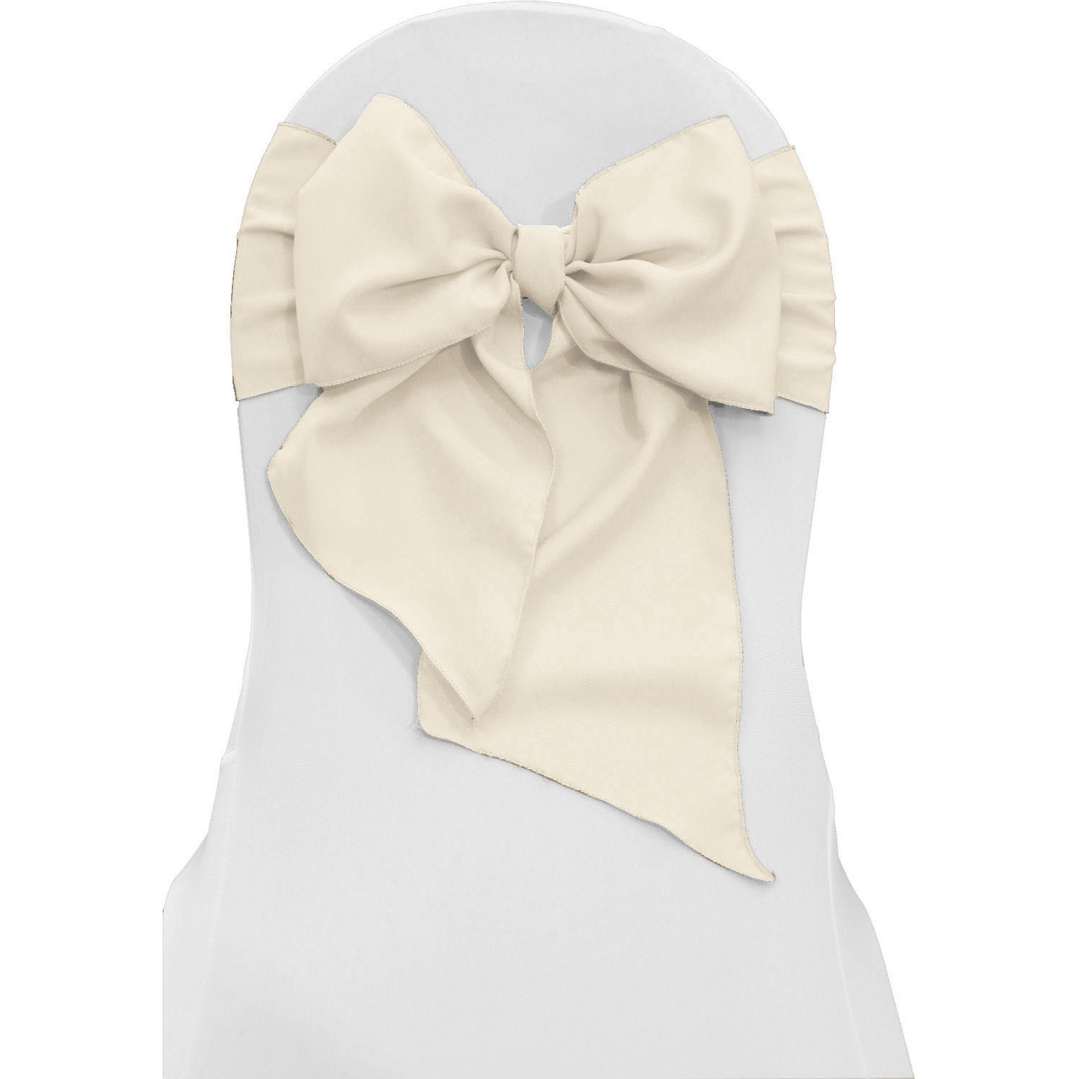 LA Linen Pack of 10 Polyester Poplin Chair Bows 8 by 108-Inch, Ivory