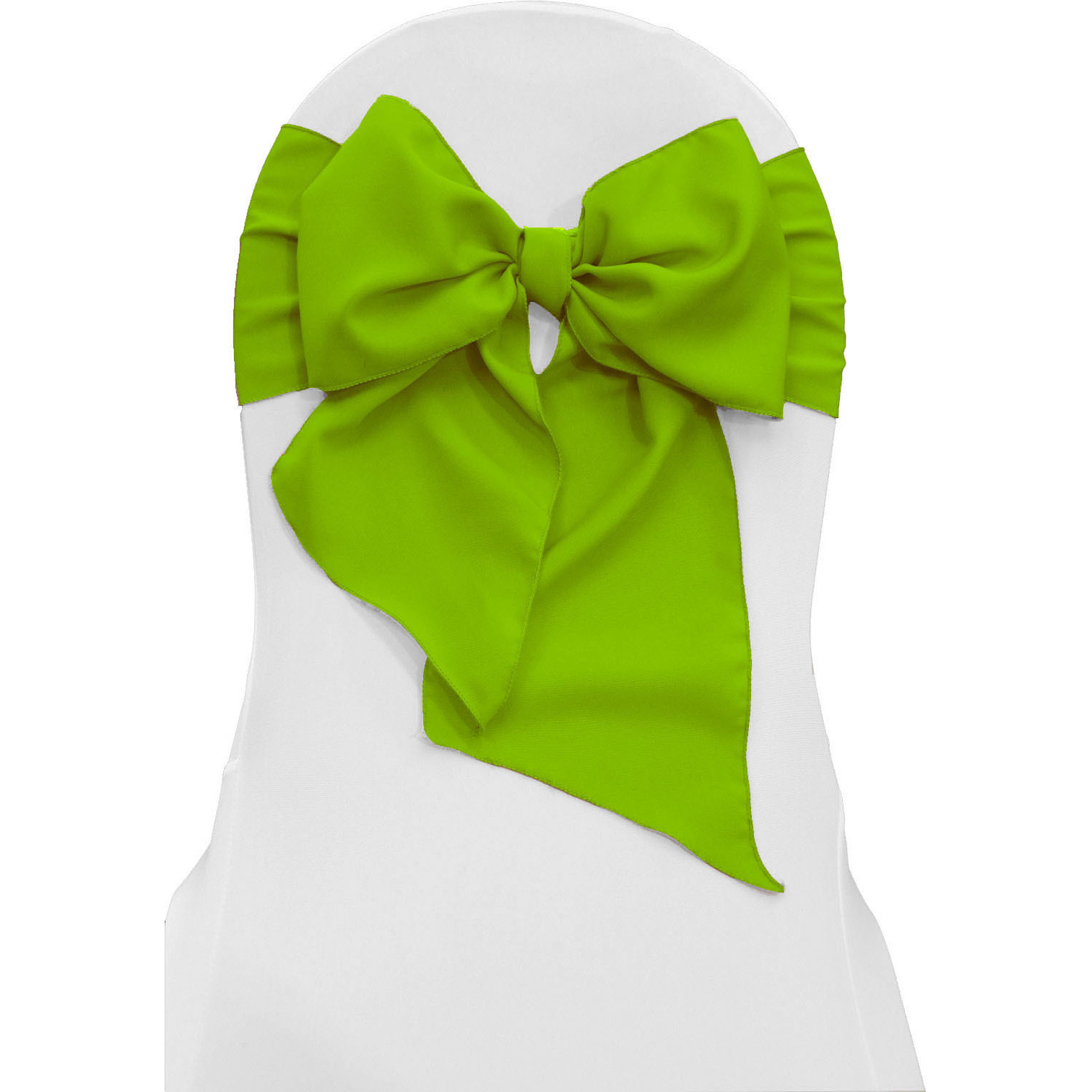 LA Linen Pack of 10 Polyester Poplin Chair Bows 8 by 108-Inch, Lime