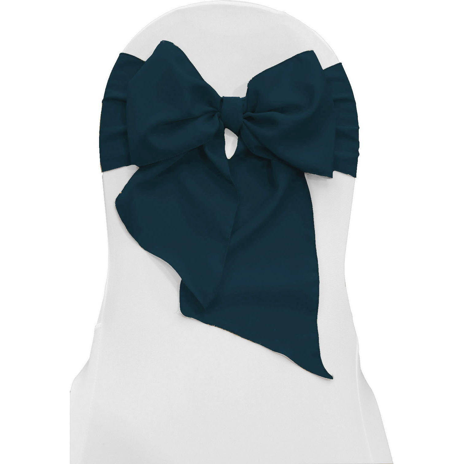 LA Linen Pack of 10 Polyester Poplin Chair Bows 8 by 108-Inch, Dark Teal