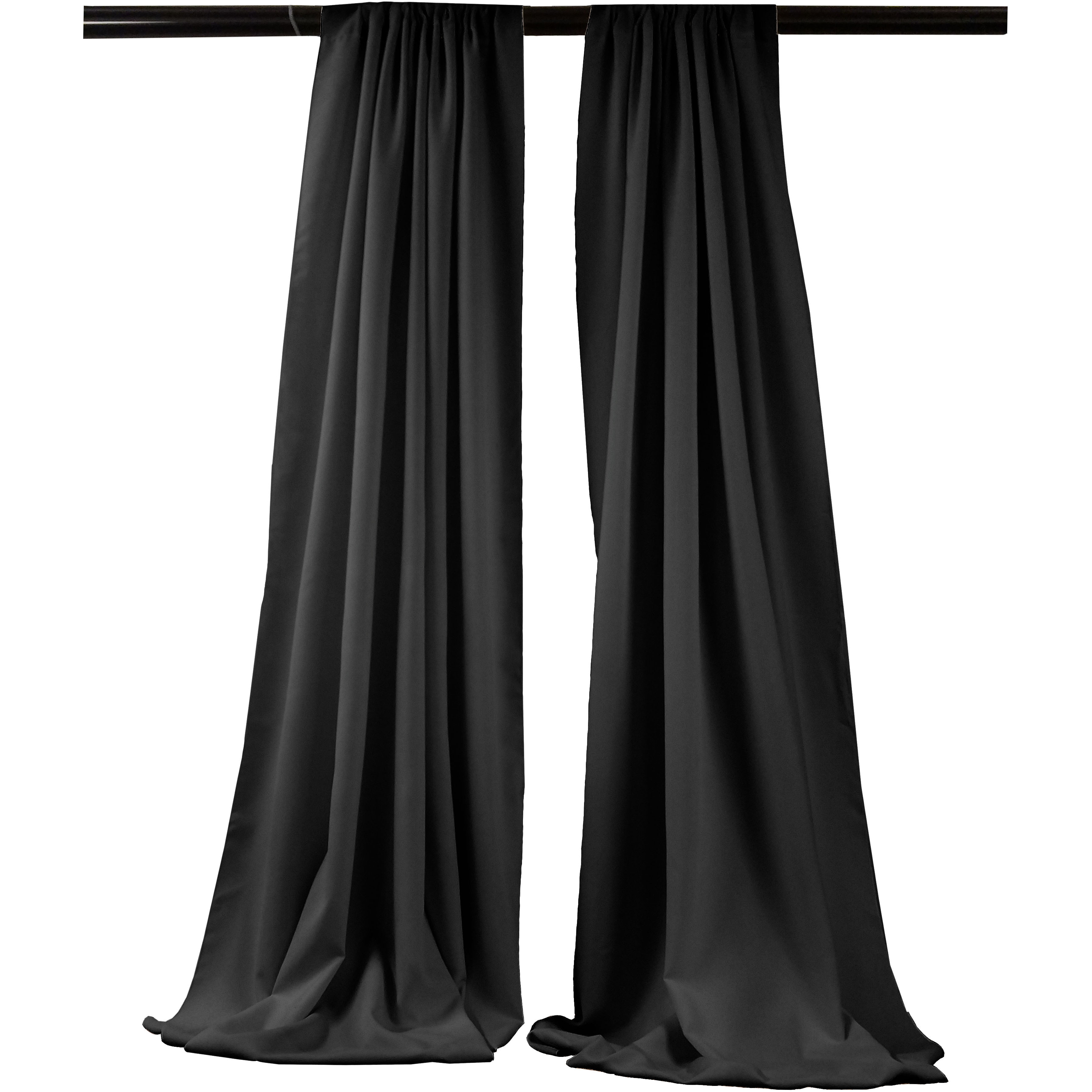 LA Linen Pack-2 Polyester Poplin Backdrop Drape 96-Inch Wide by 58-Inch High, Black