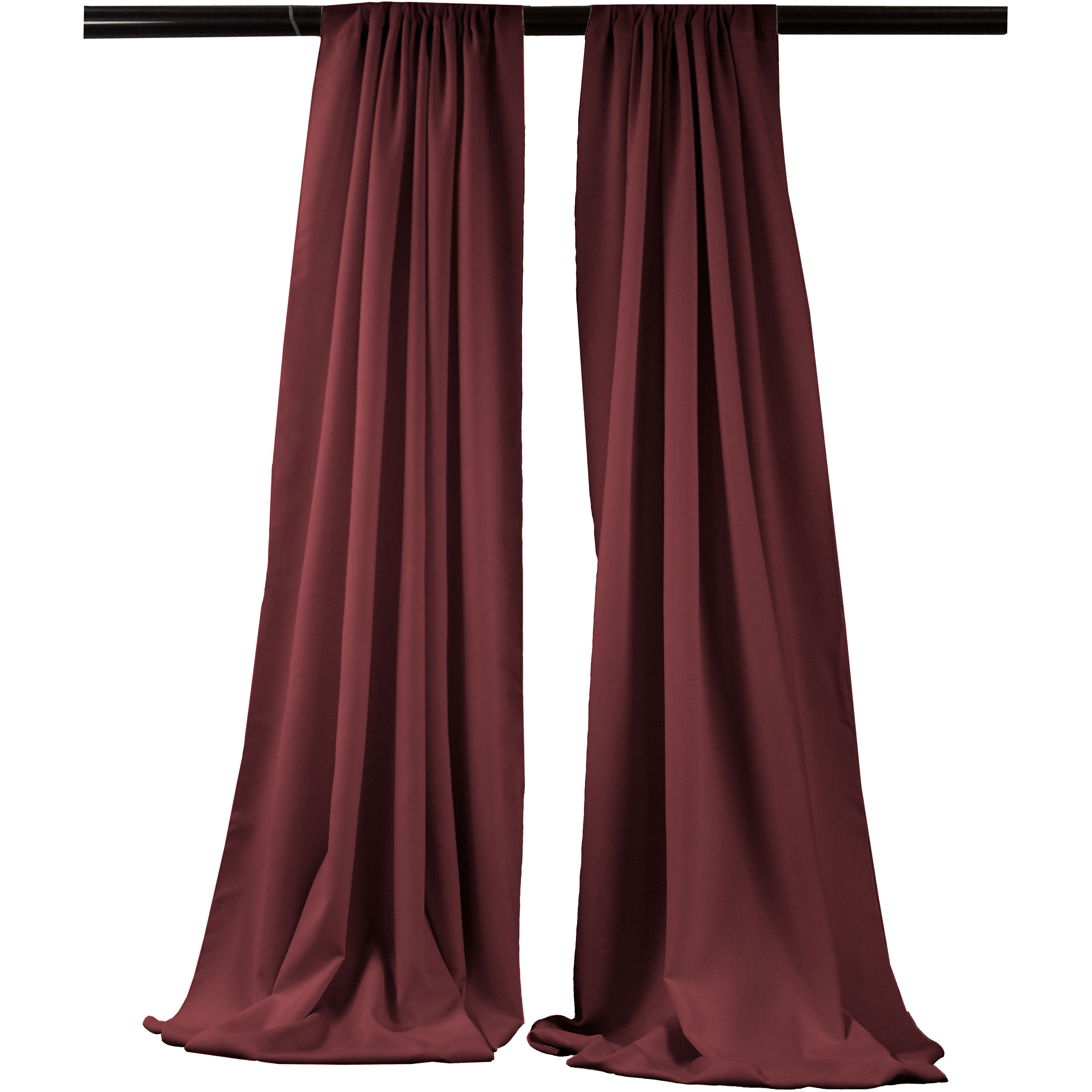 LA Linen Pack-2 Polyester Poplin Backdrop Drape 96-Inch Wide by 58-Inch High, Burgundy