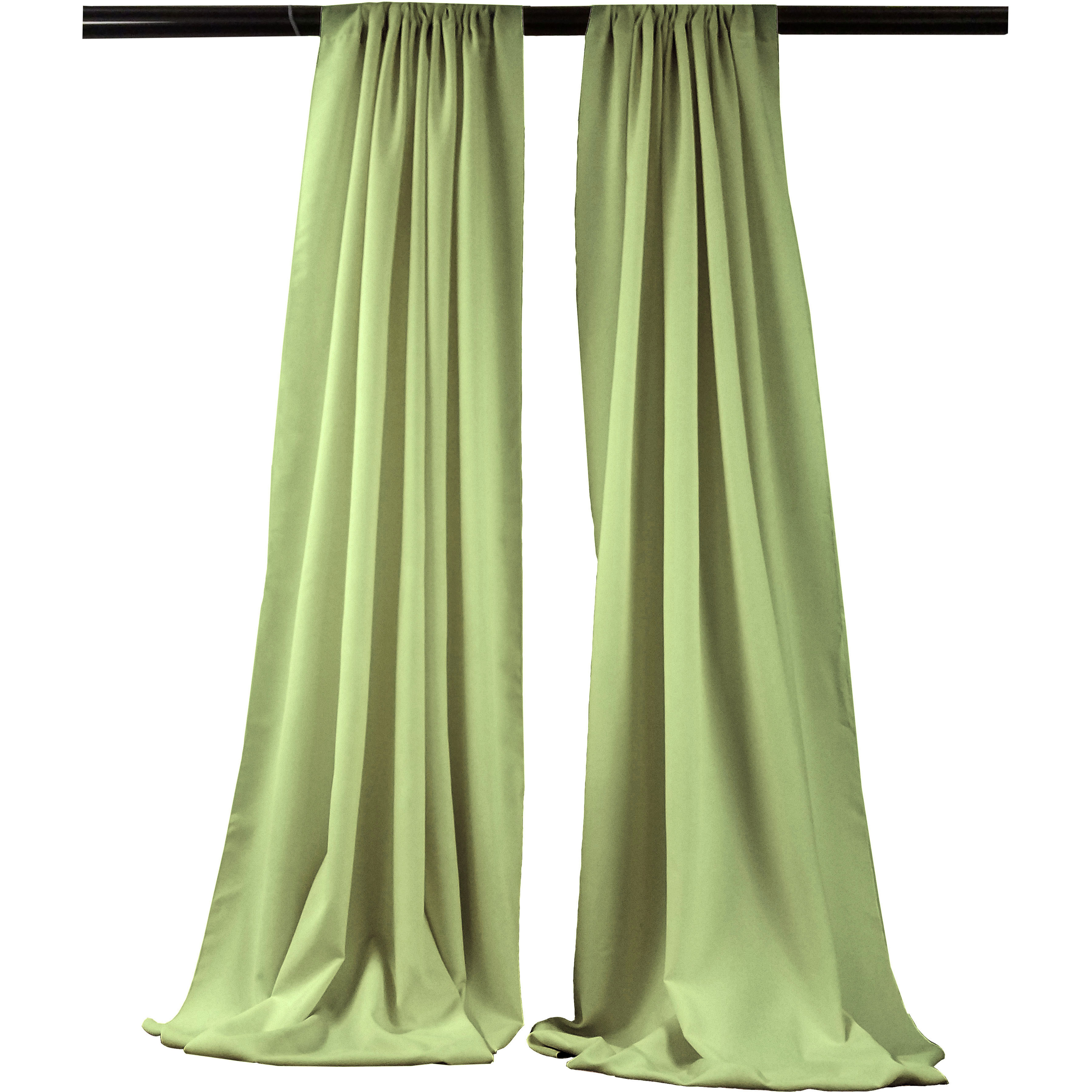 LA Linen Pack-2 Polyester Poplin Backdrop Drape 96-Inch Wide by 58-Inch High, Sage