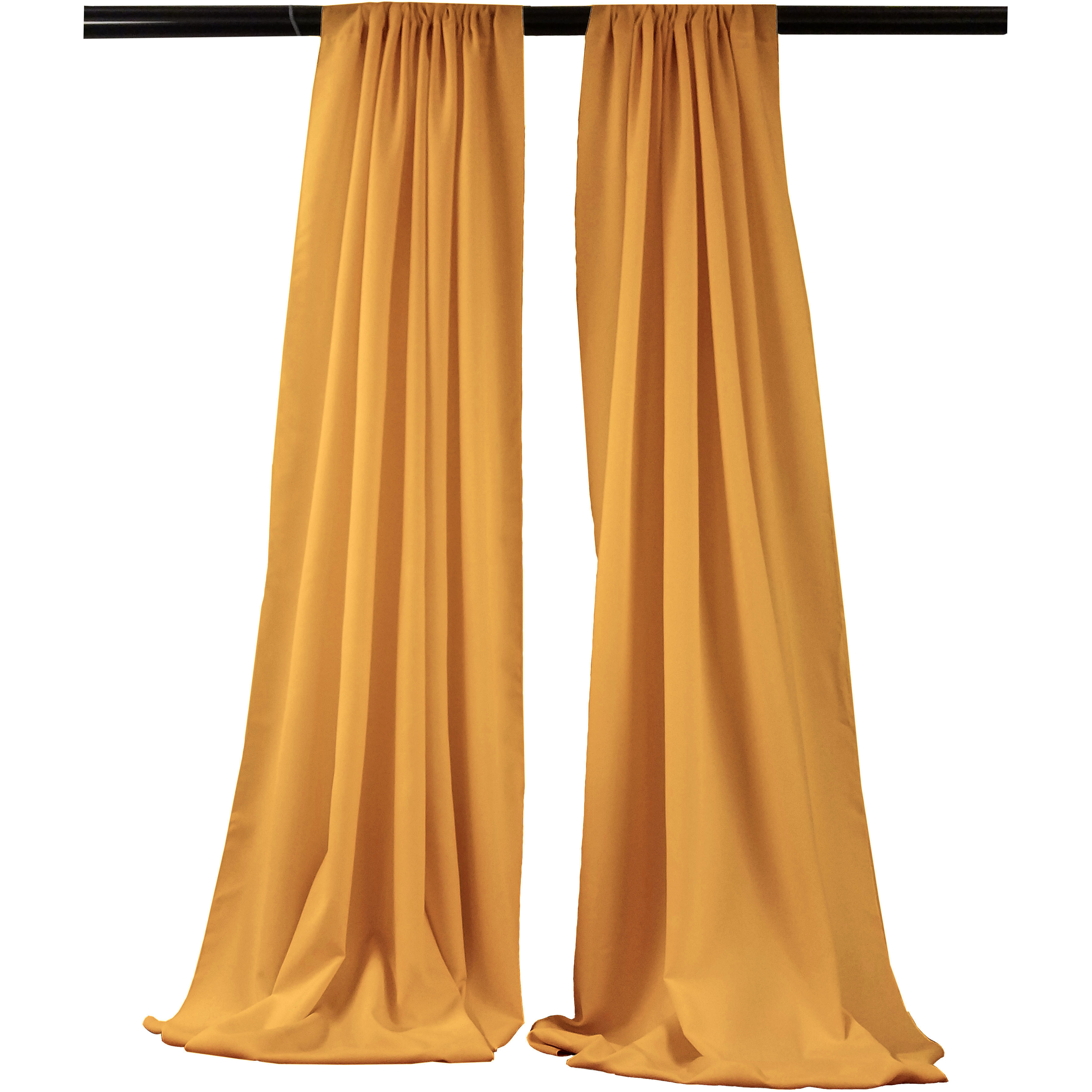 LA Linen Pack-2 Polyester Poplin Backdrop Drape 96-Inch Wide by 58-Inch High, Gold