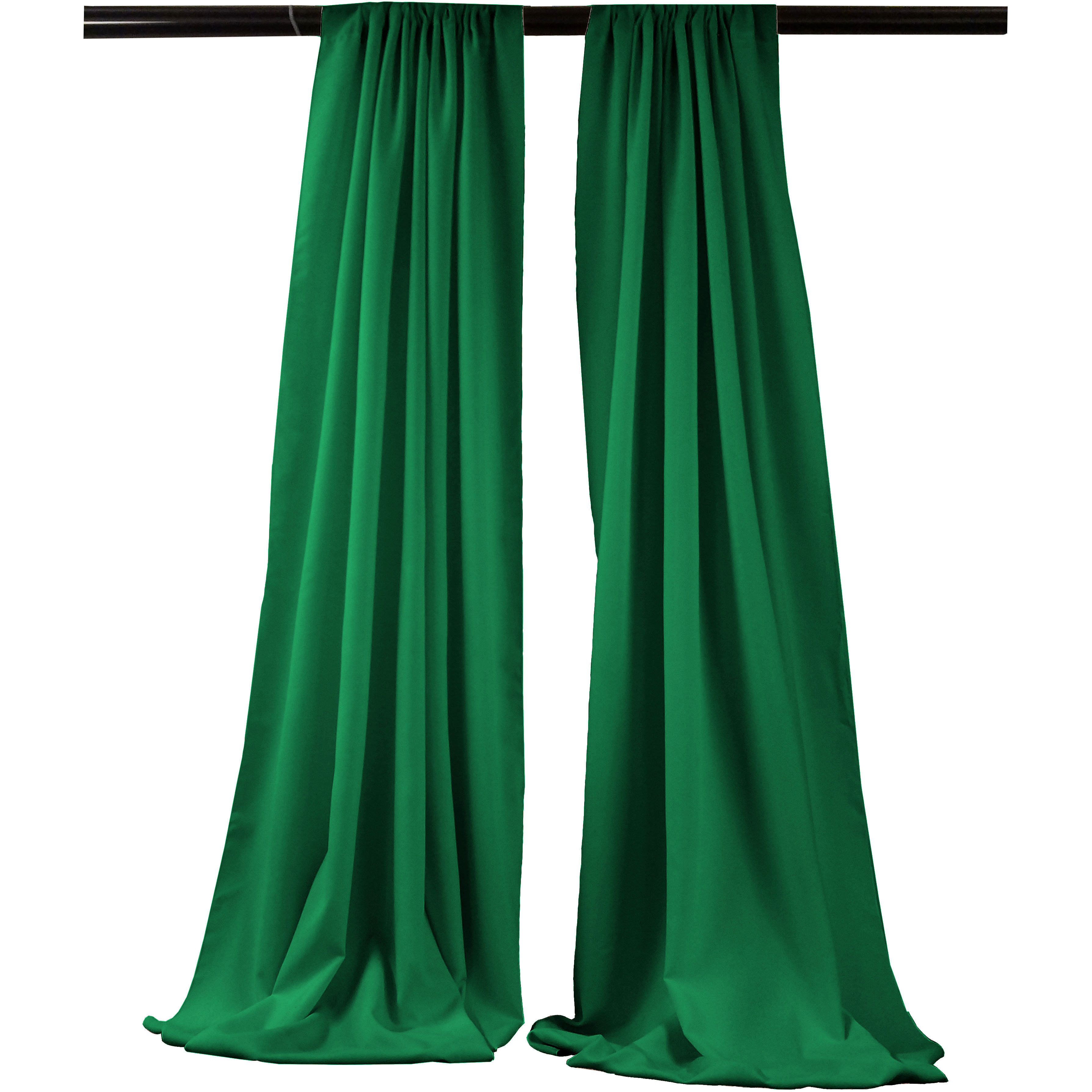 LA Linen Pack-2 Polyester Poplin Backdrop Drape 96-Inch Wide by 58-Inch High, Emerald Green
