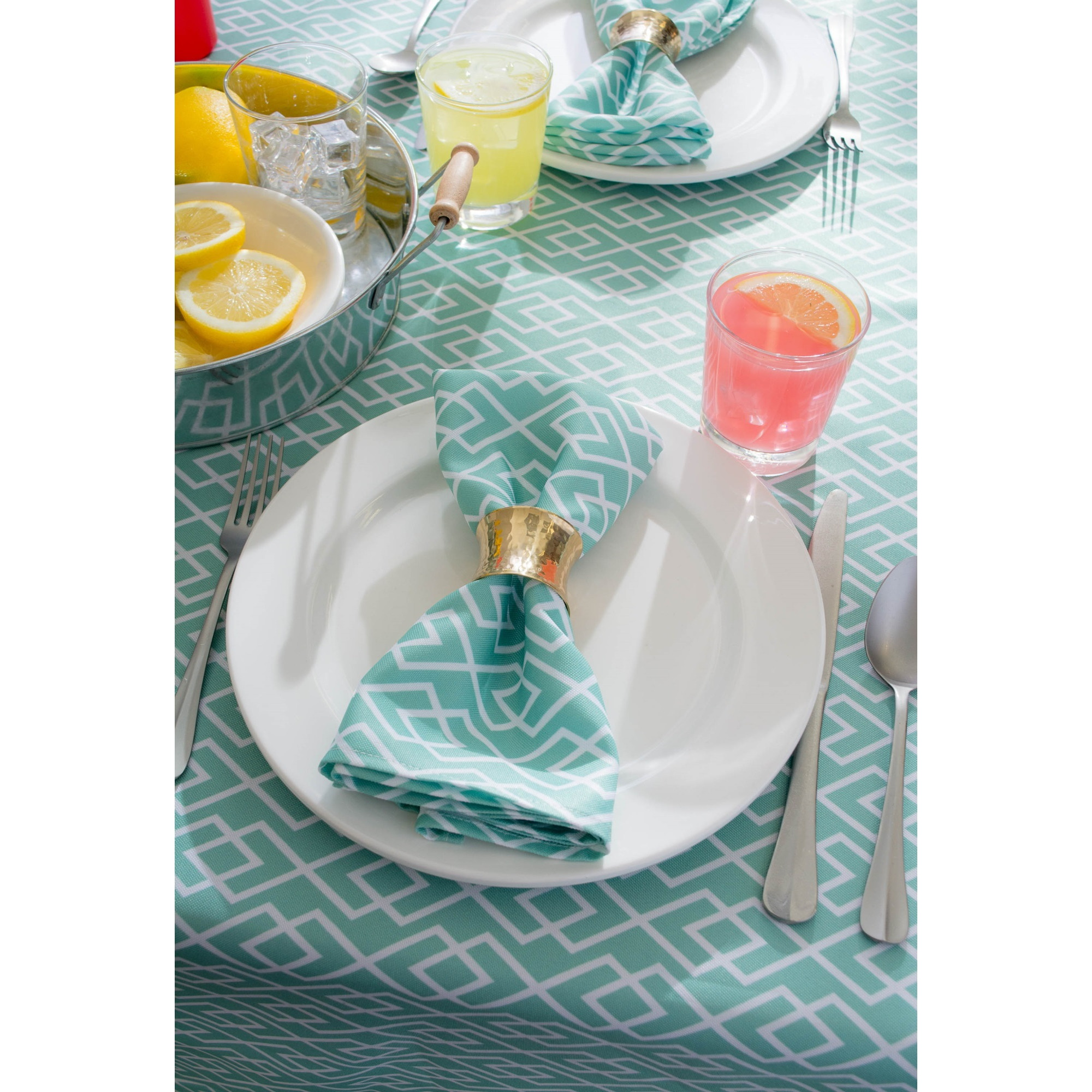 DII Aqua Diamond Outdoor Tablecloth